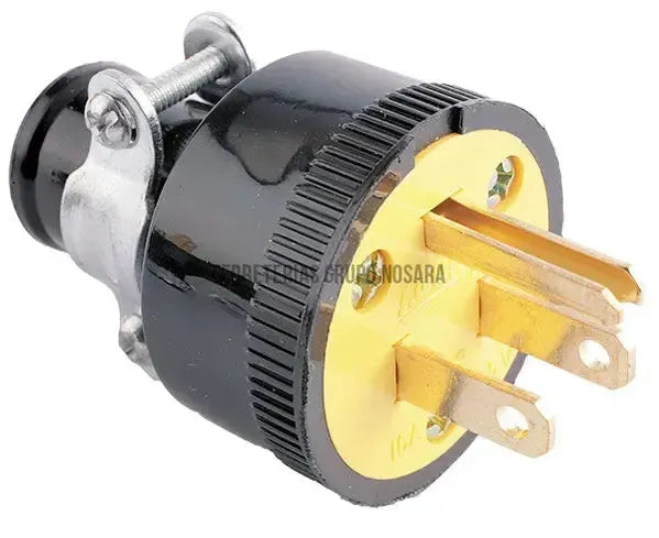 Enchufe de hule con abrazadera 3 pines para extension 15A 110V negro Eagle 1709-200150-7441109003753