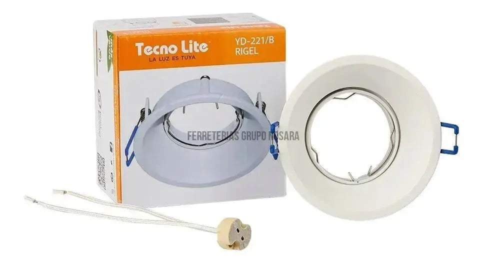 Lampara empotrada redonda GX5.3 50W 100-240V blanco Rigel Tecnolite 60YD221MVB-