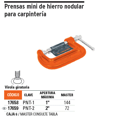 Prensas mini de hierro nodular para carpintería / 17658-