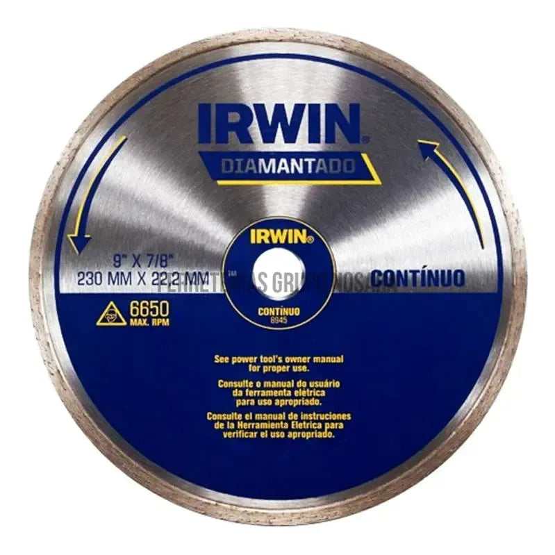 Disco de corte diamantado continuo 9" Irwin IW8945-300106-7897095026236