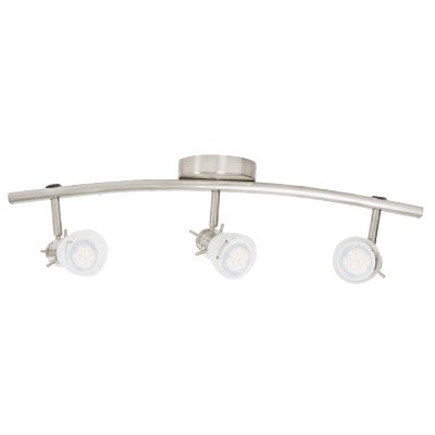Lampara spot dirigible 3 luces GU10 150W 100-240V con riel curvo satinado Barcelo I Tecnolite 180LVR903MVS