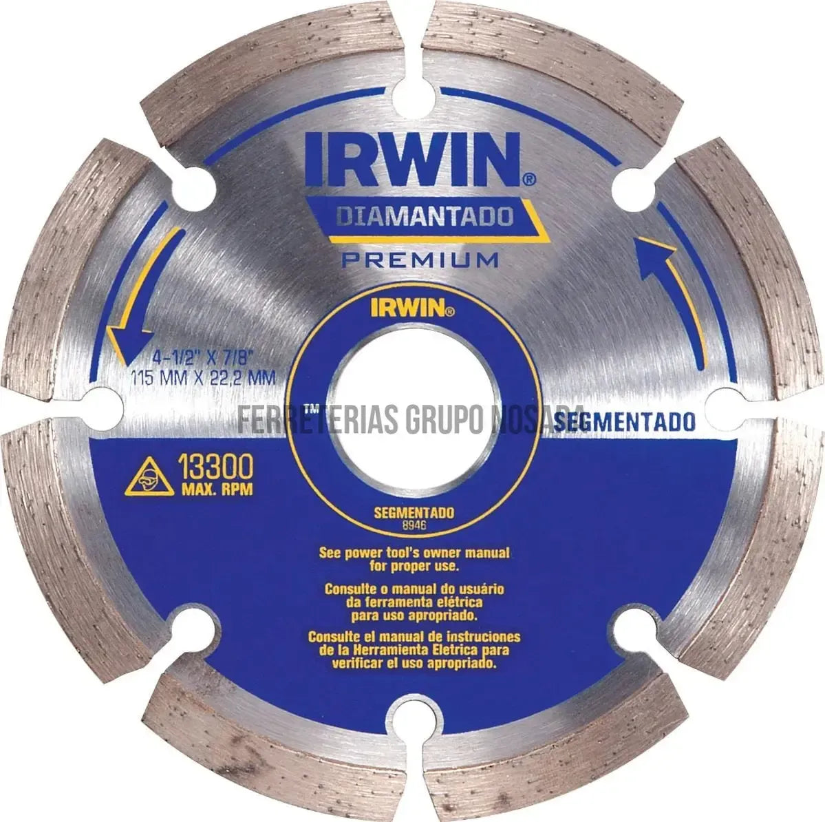 Disco de corte diamantado segmentado 4-1/2" Irwin IW8946-800214-7897095026243