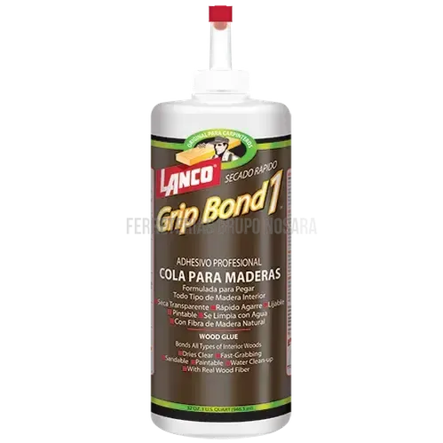 Cola para madera Grip Bond 1 blanca 1/4 galon Lanco WA602-5-CS008075-718594060255