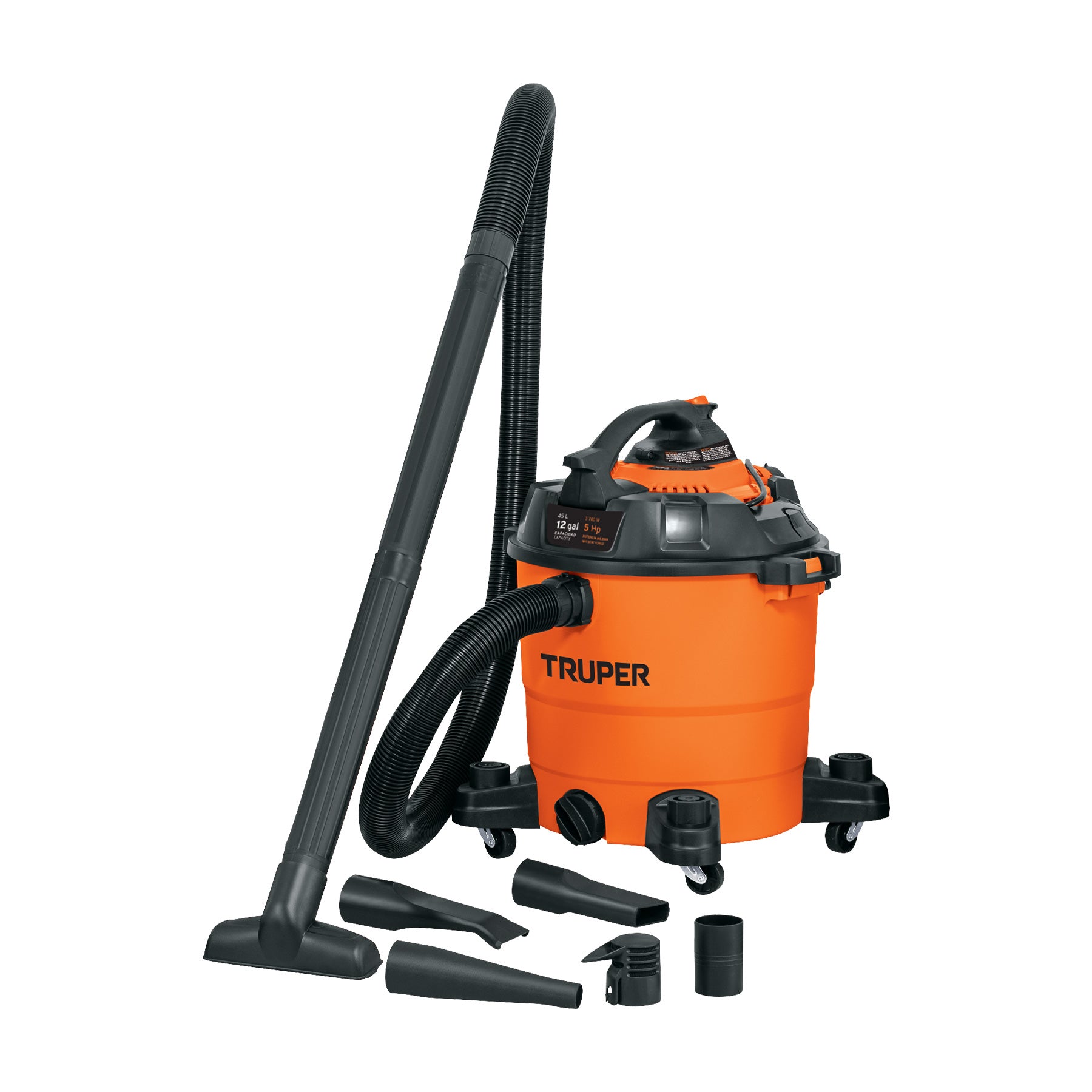 Aspiradora / sopladora para seco/humedo 12 galones 5HP Truper ASP-12S / 12093