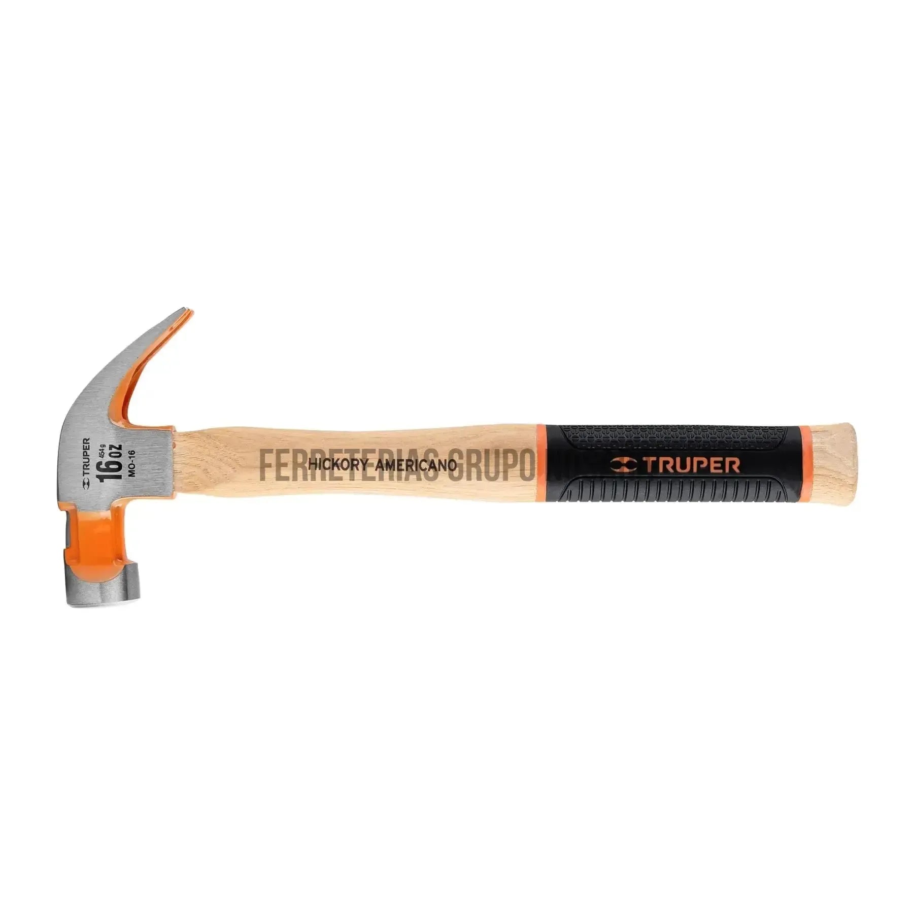Martillo pulido 16 oz uña curva, mango hickory, Truper Grip / 16654-