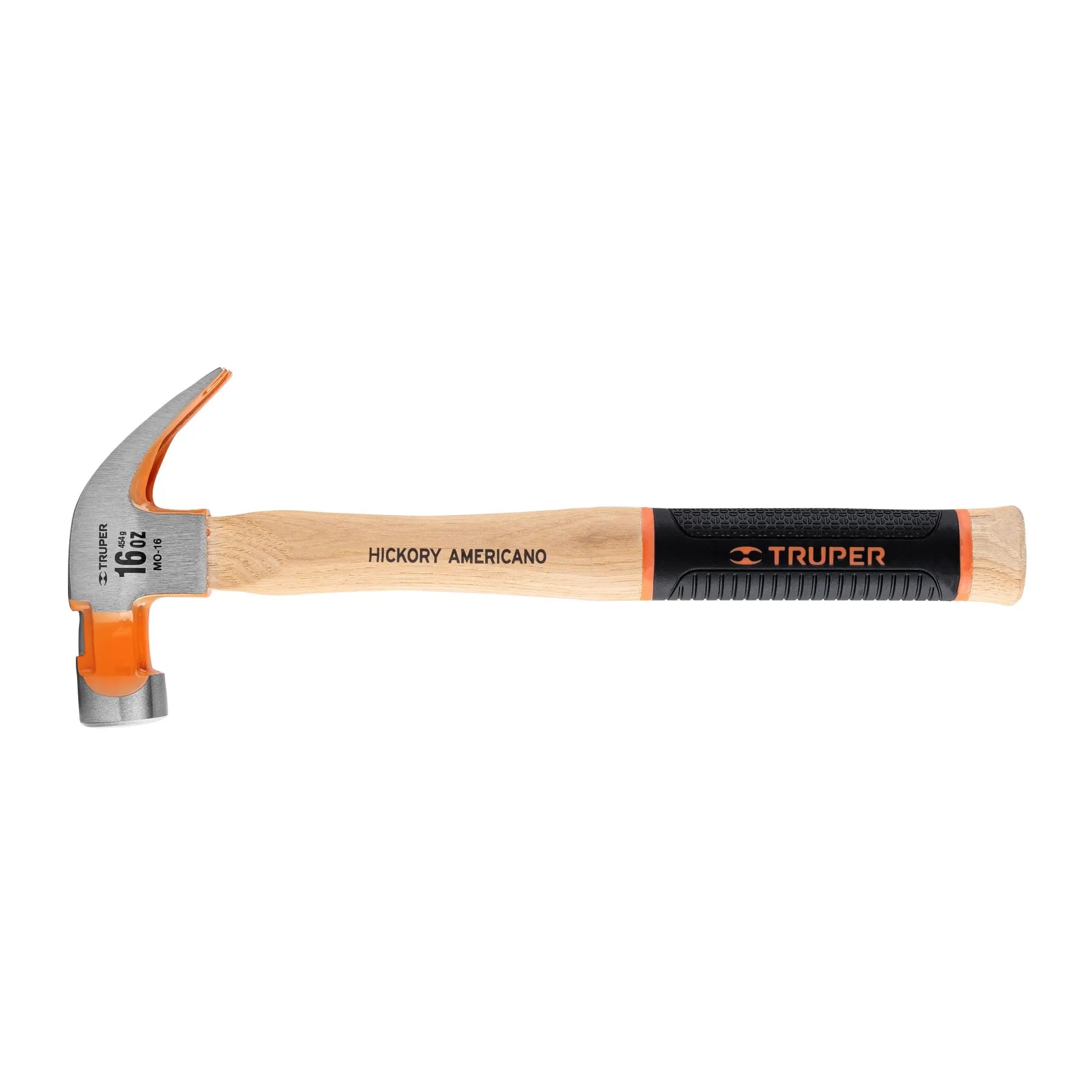 Martillo pulido 16 oz uña curva, mango hickory, Truper Grip / 16654-