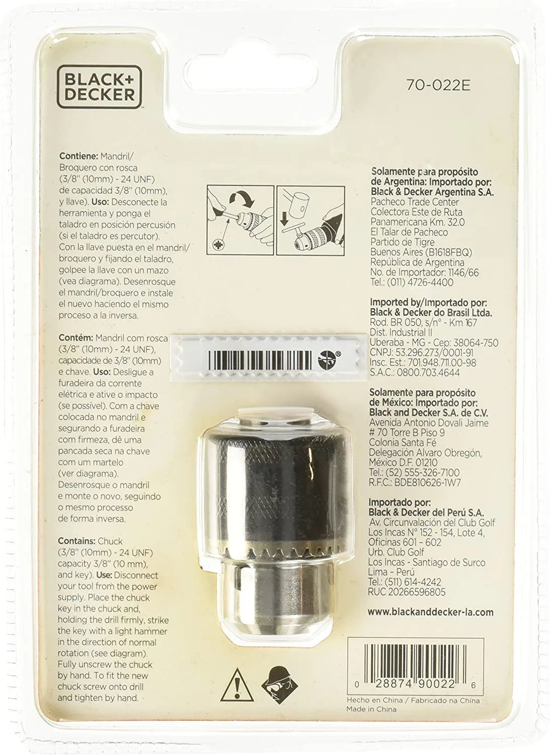 MANDRIL PARA TALADRO 3/8 PULG BLACK & DECKER 70-022E
