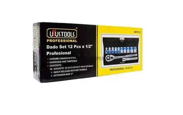 JUEGO CUBOS 12PIEZAS 1/2 TW (10-24MM) CAJA METAL DAT512 UYUSTOOLS-