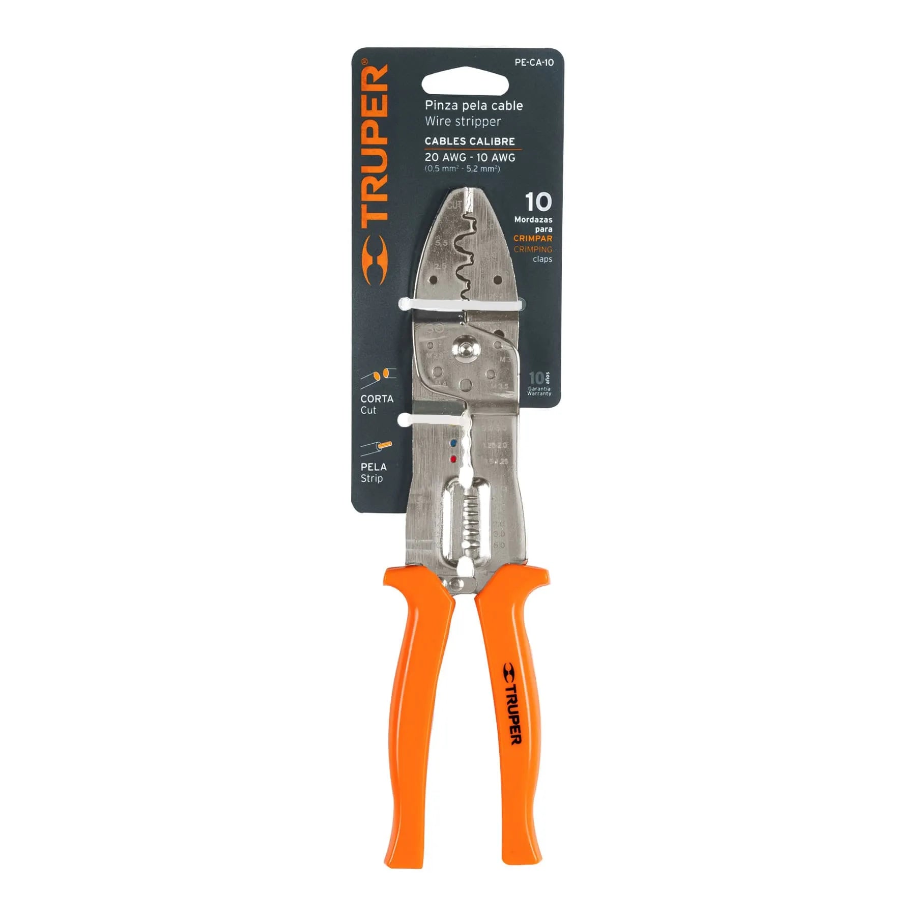 Pinza 10" pela cables 20 a 10 AWG, Truper / 17358-