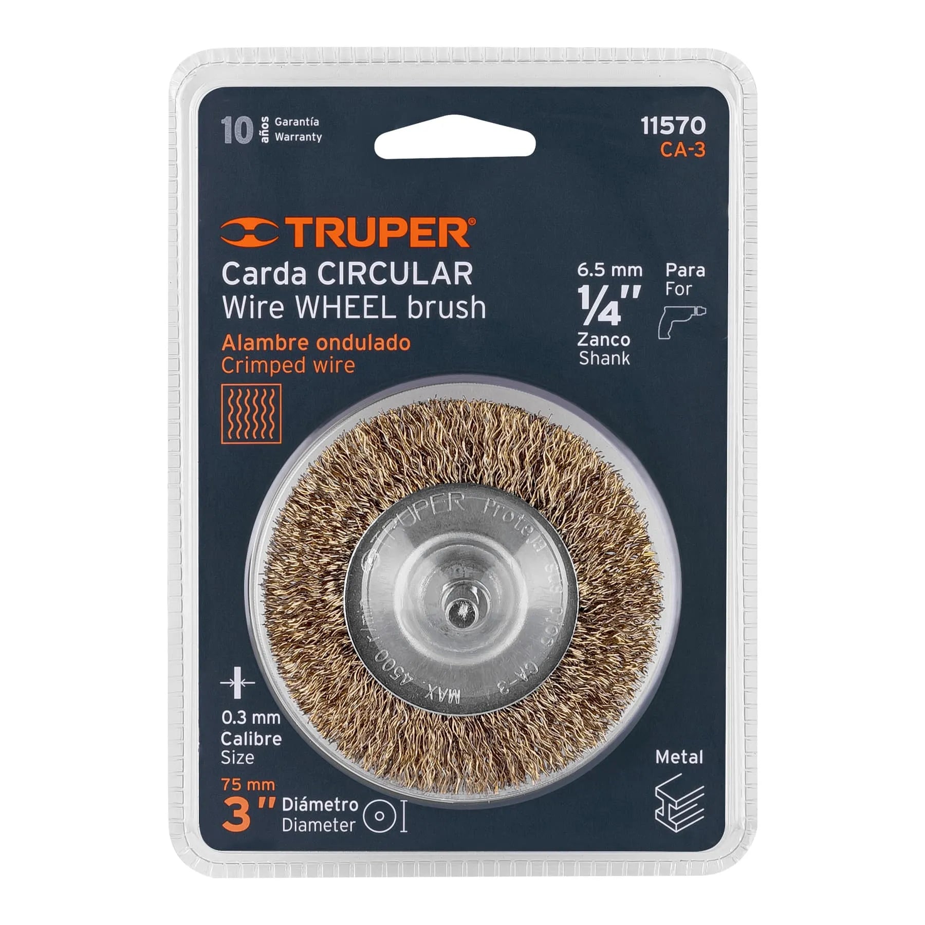 Carda circular 3" alambre grueso para taladro, Truper / 11570