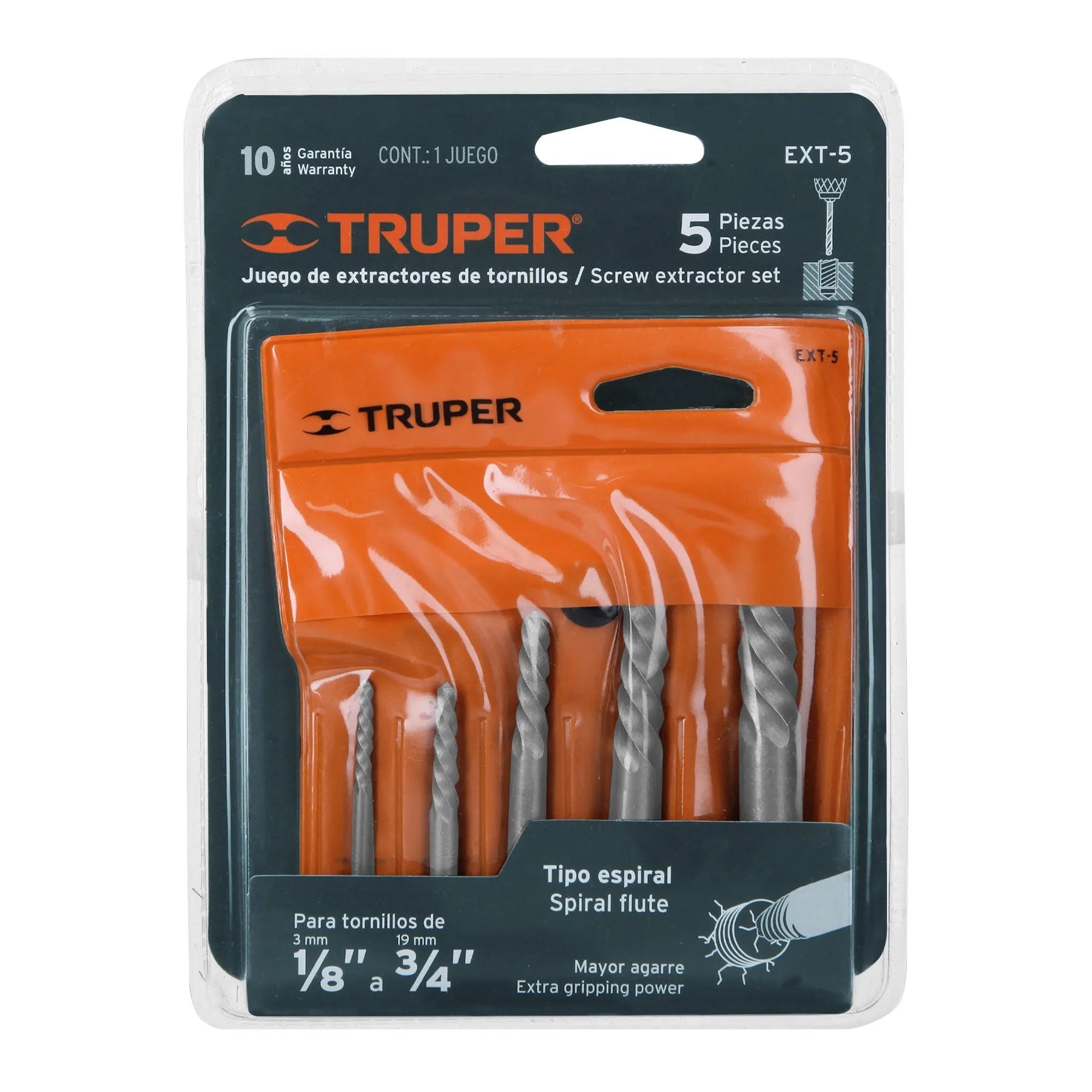 Set with 5 screw extractors, Truper / 14512