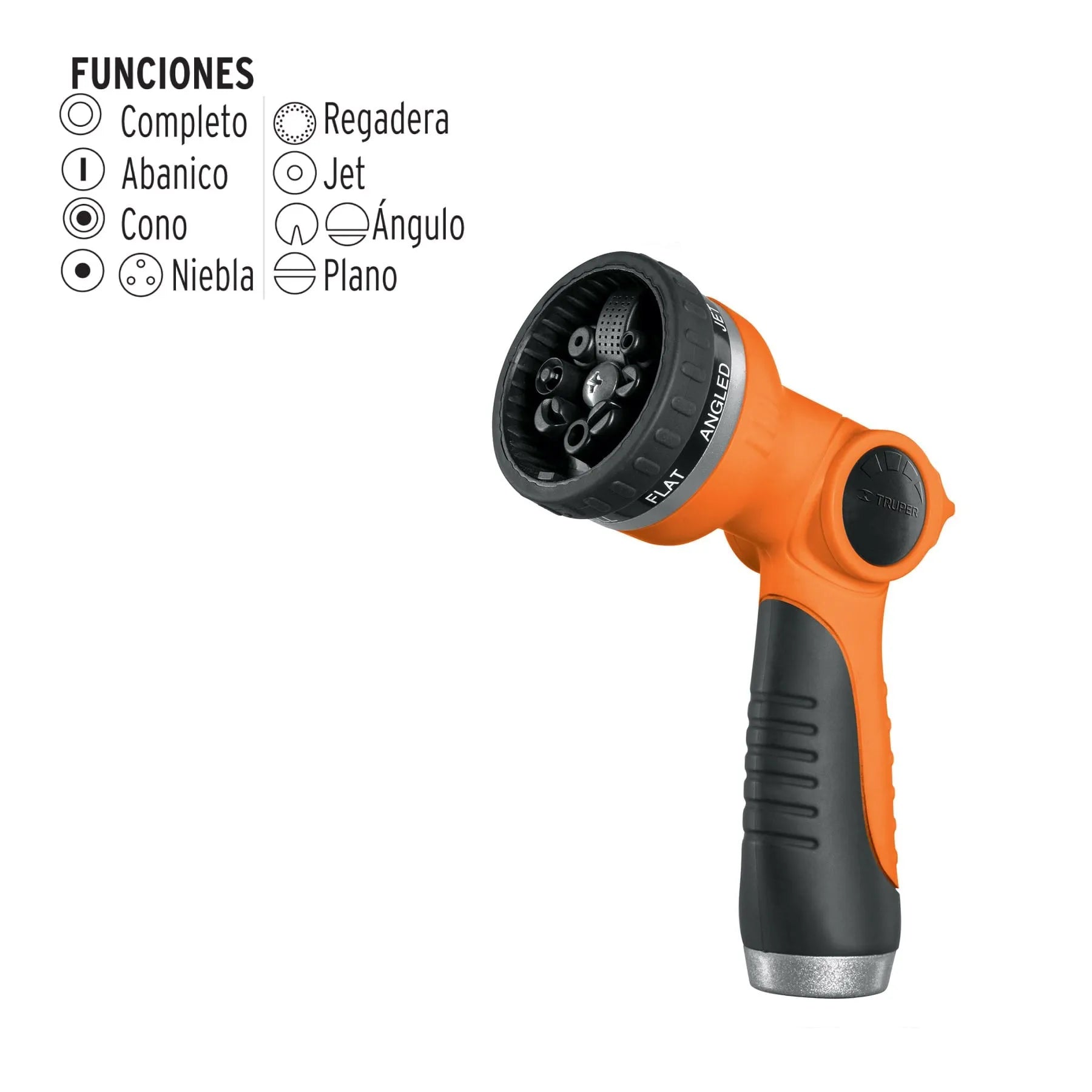 Pistola para riego de 8 funciones plástica, Truper / 17479