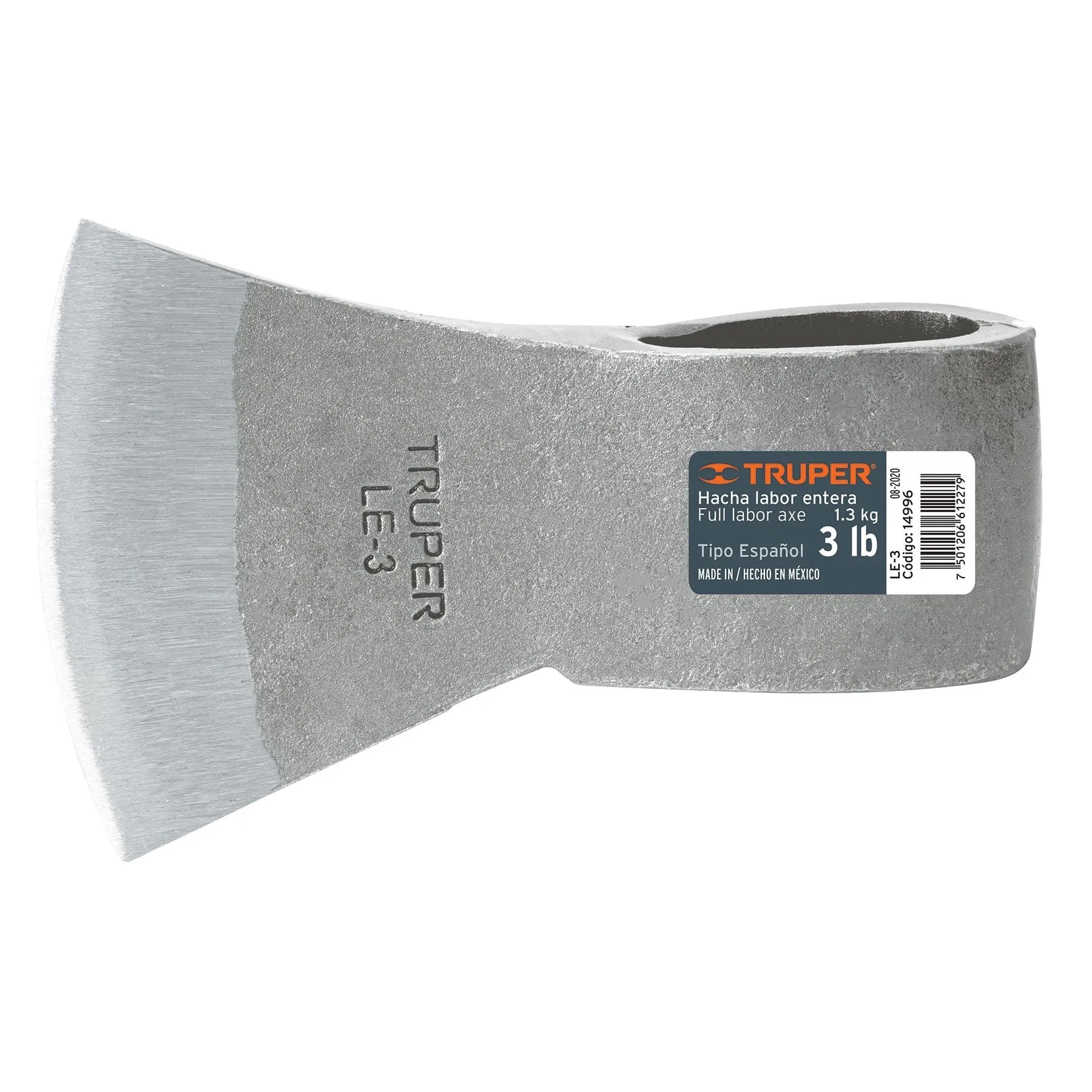 Hacha labor entera 3 lb sin mango, Truper / 14996-