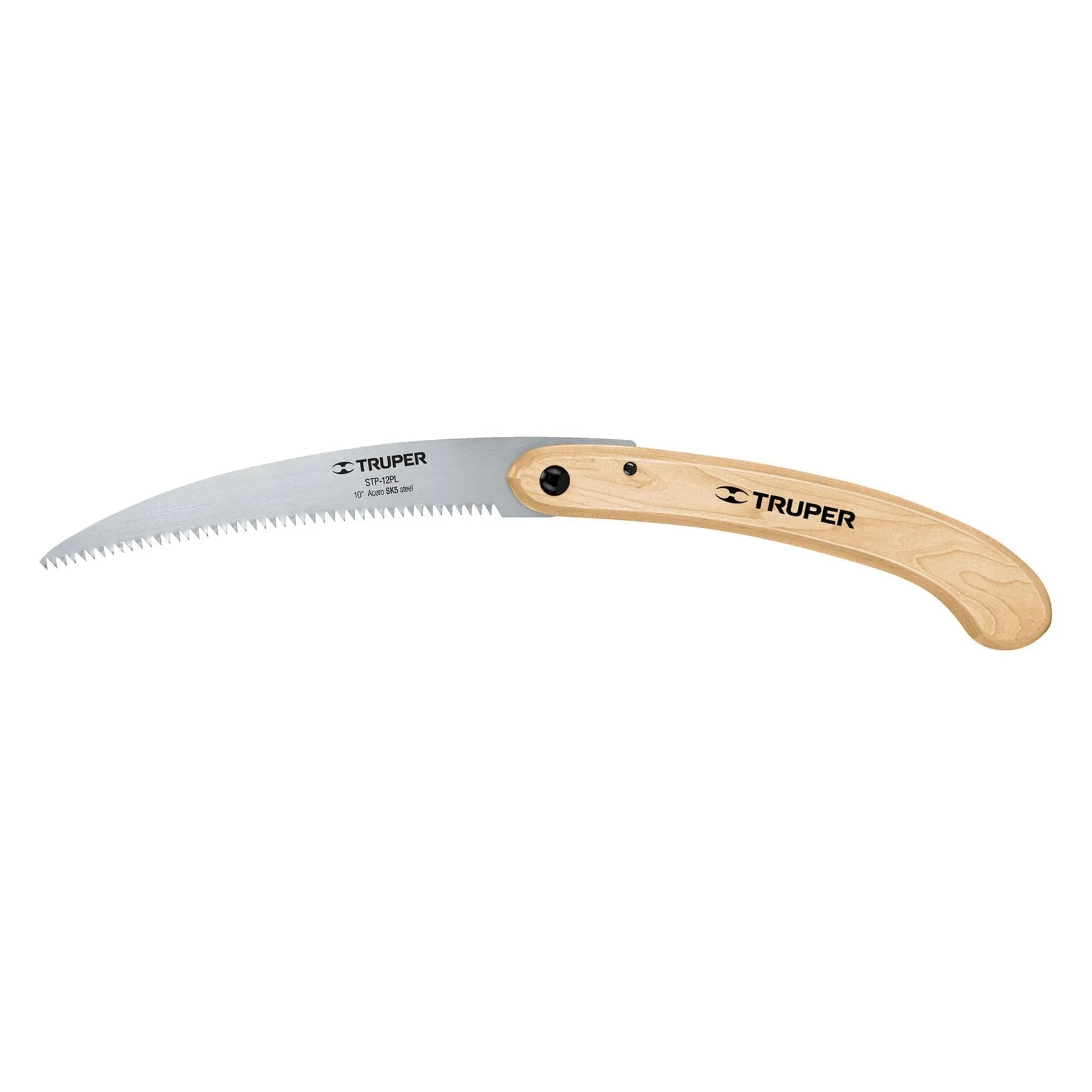 Serrucho plegable 10" hoja curva 6 DPP, mango madera, Truper / 18178-