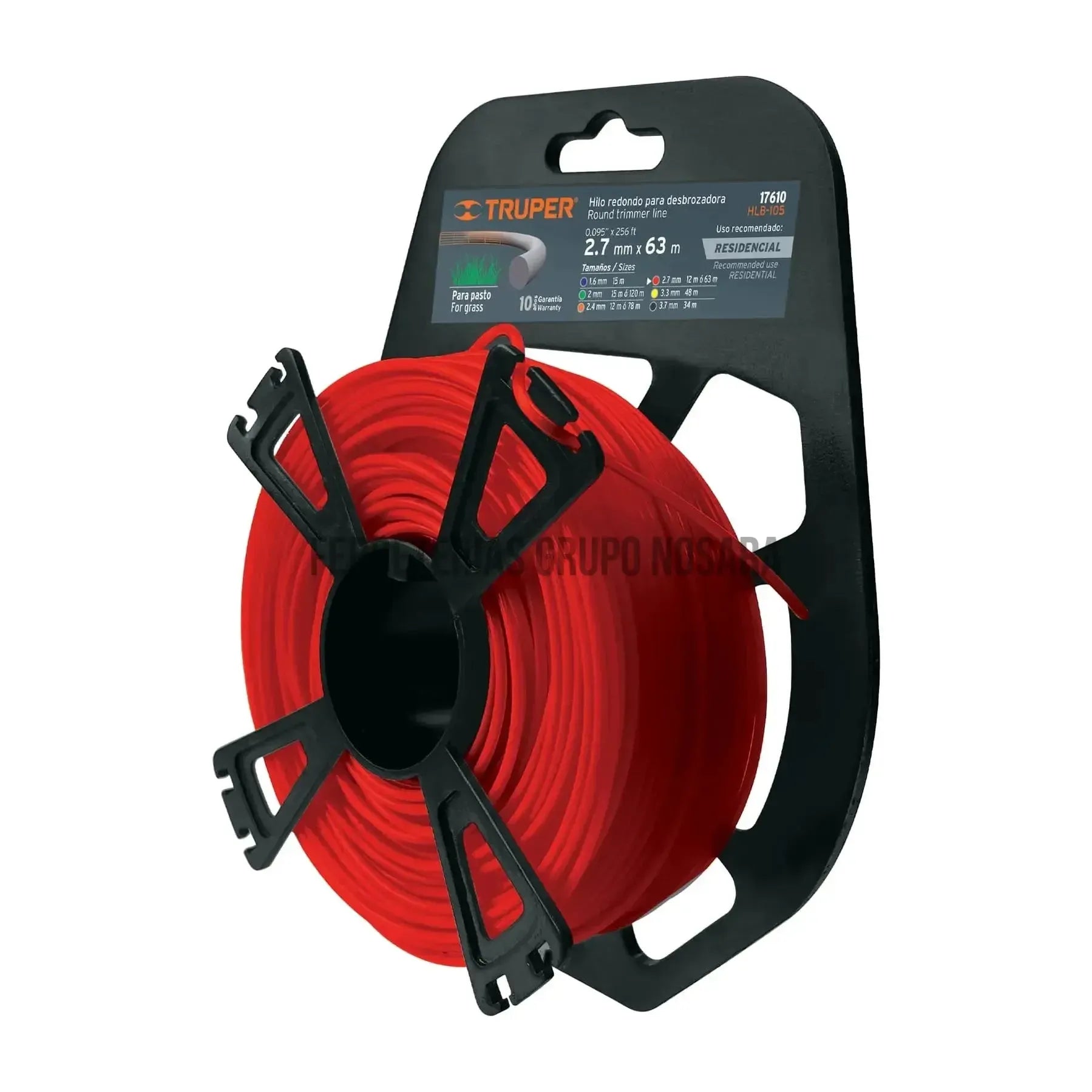 Rollo de hilo para desbrozadora, 2.7 mm x 63 m, Truper / 17610-