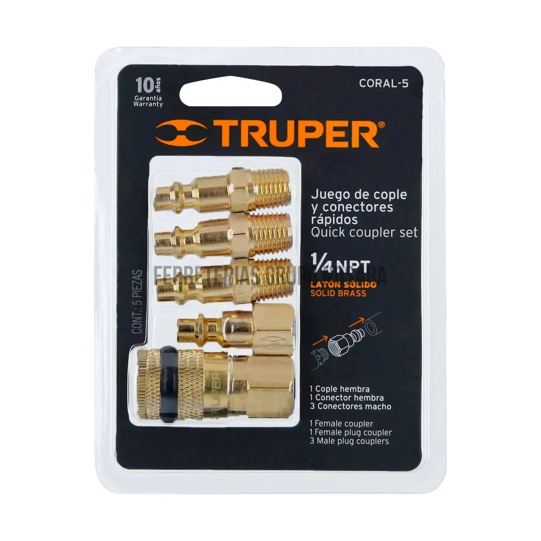 Juego de 5 piezas, coples y conectores rápidos de latón / 19081-