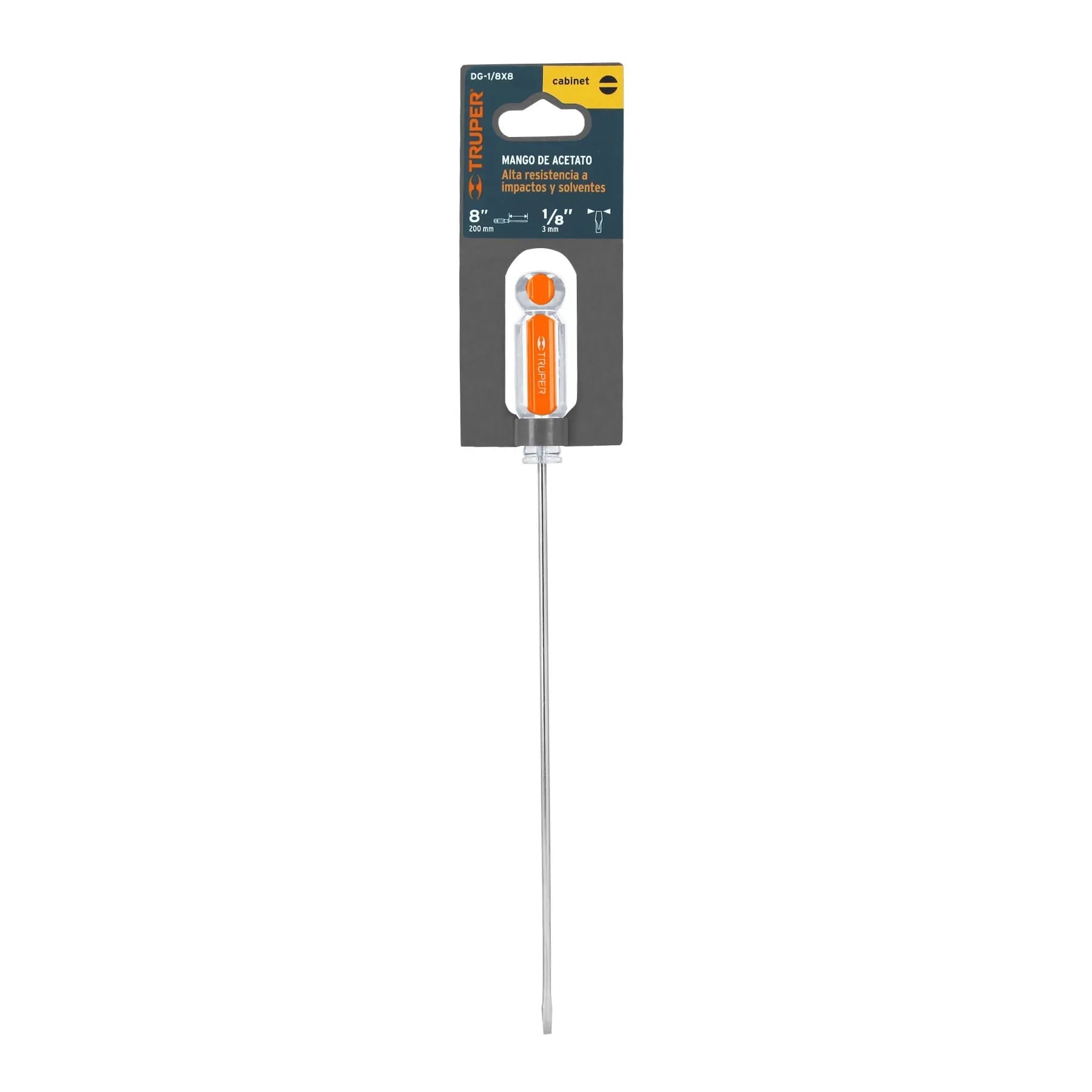 Desarmador cabinet 1/8" x 8" mango de acetato, Truper / 14026-
