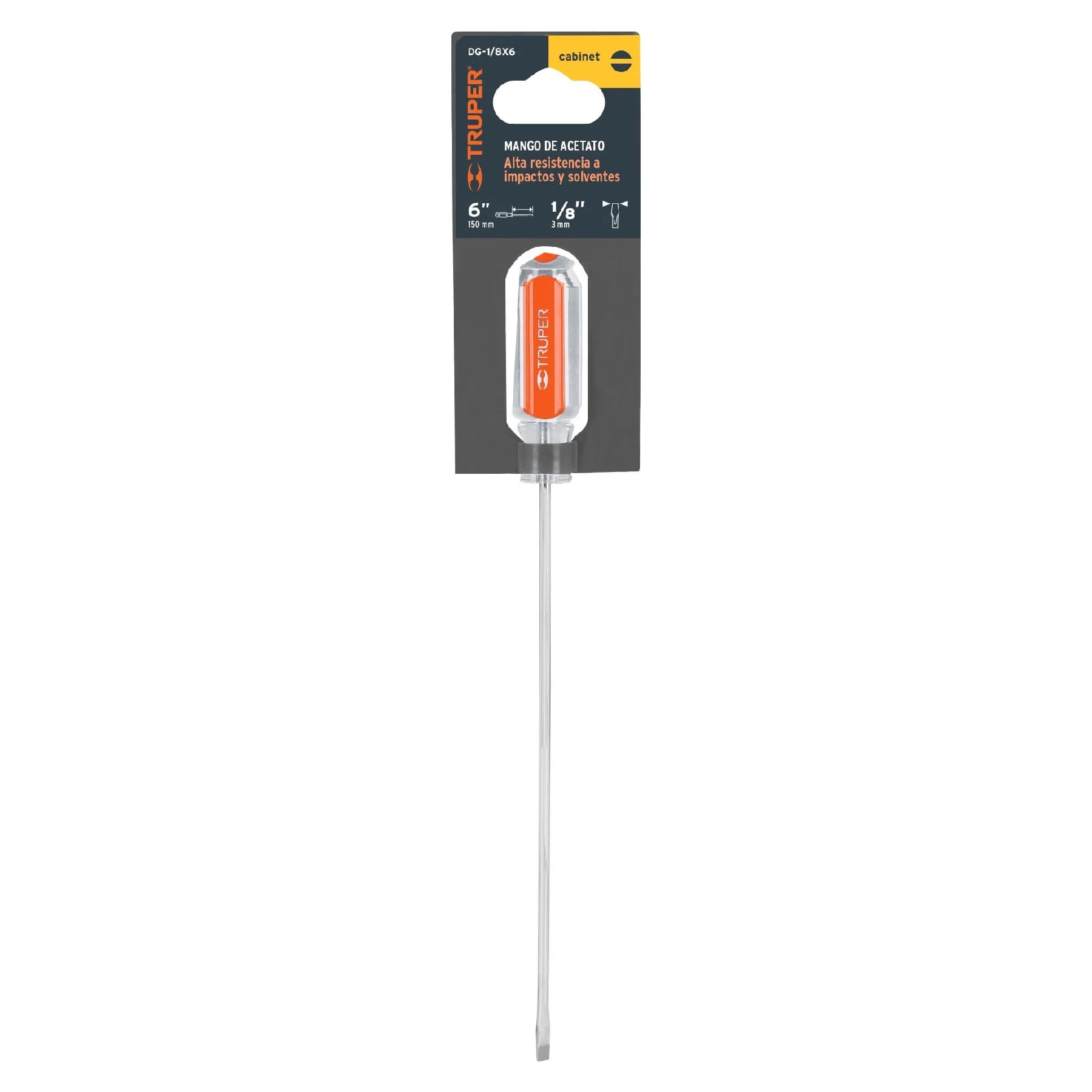 Desarmador cabinet 1/8" x 6" mango de acetato, Truper / 14023-