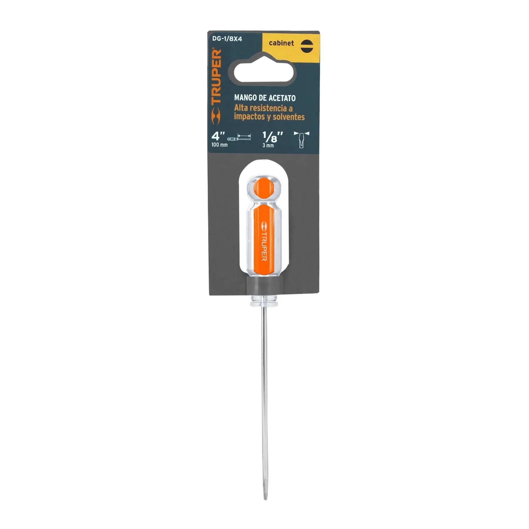 Desarmador cabinet 1/8" x 4" mango de acetato, Truper / 14017-