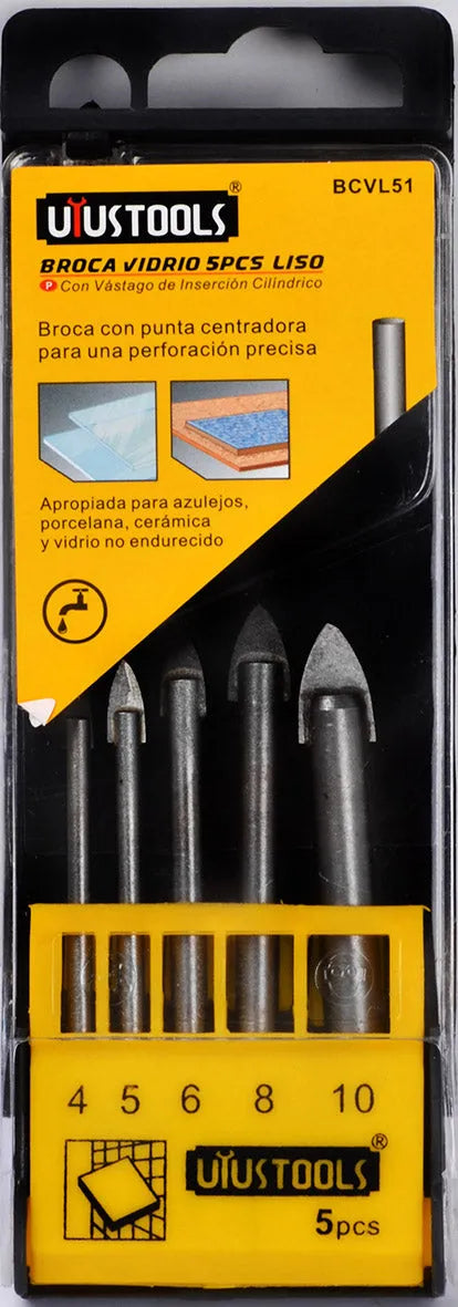 SET 5 UN BROCA CERAMICA/VIDRIO (4-10MM) LISO UYUSTOOLS