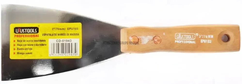 ESPATULA 3″ ACERO INOX M/MADERA UYUSTOOLS-