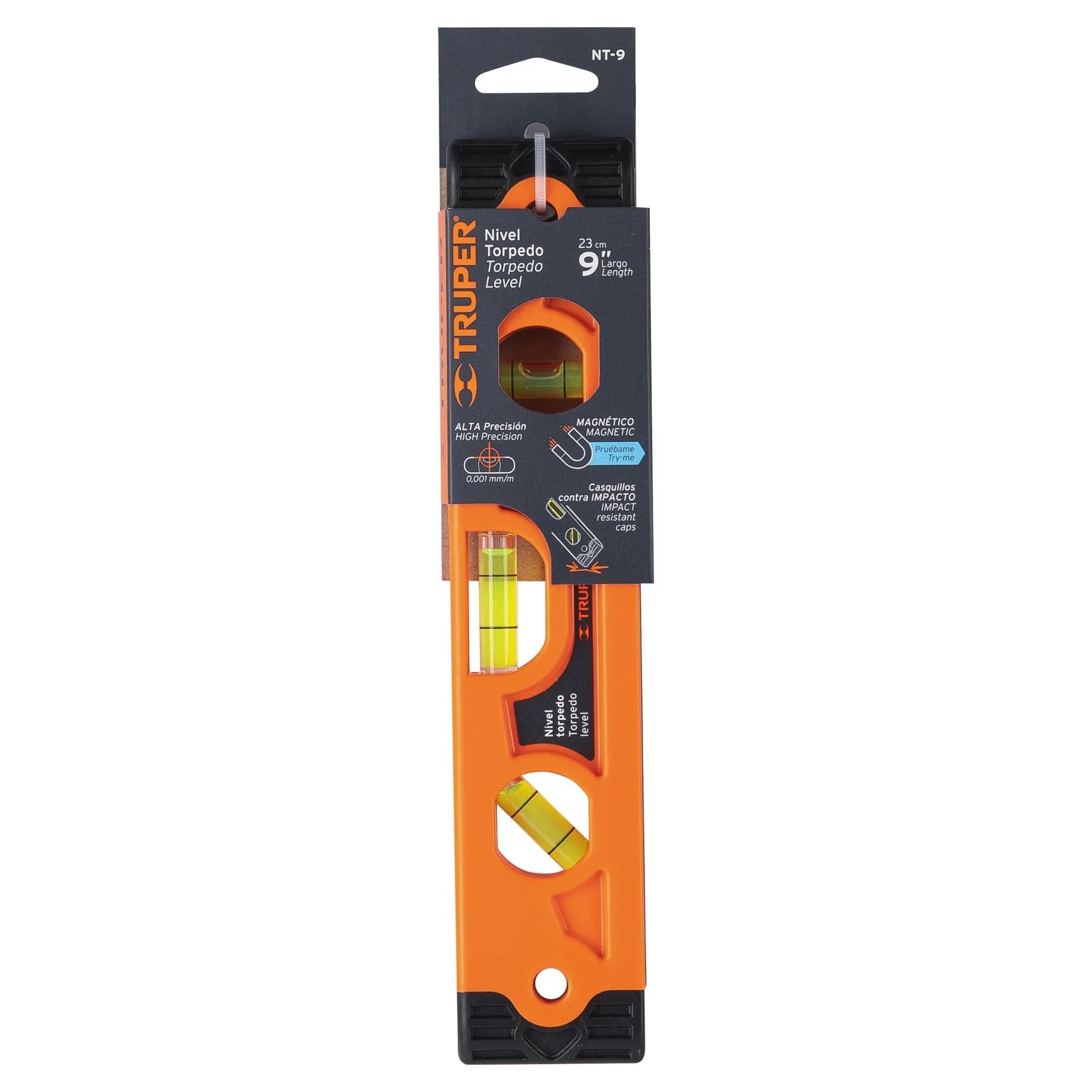 Nivel torpedo de 9" magnético cuerpo de ABS, Truper / 11223