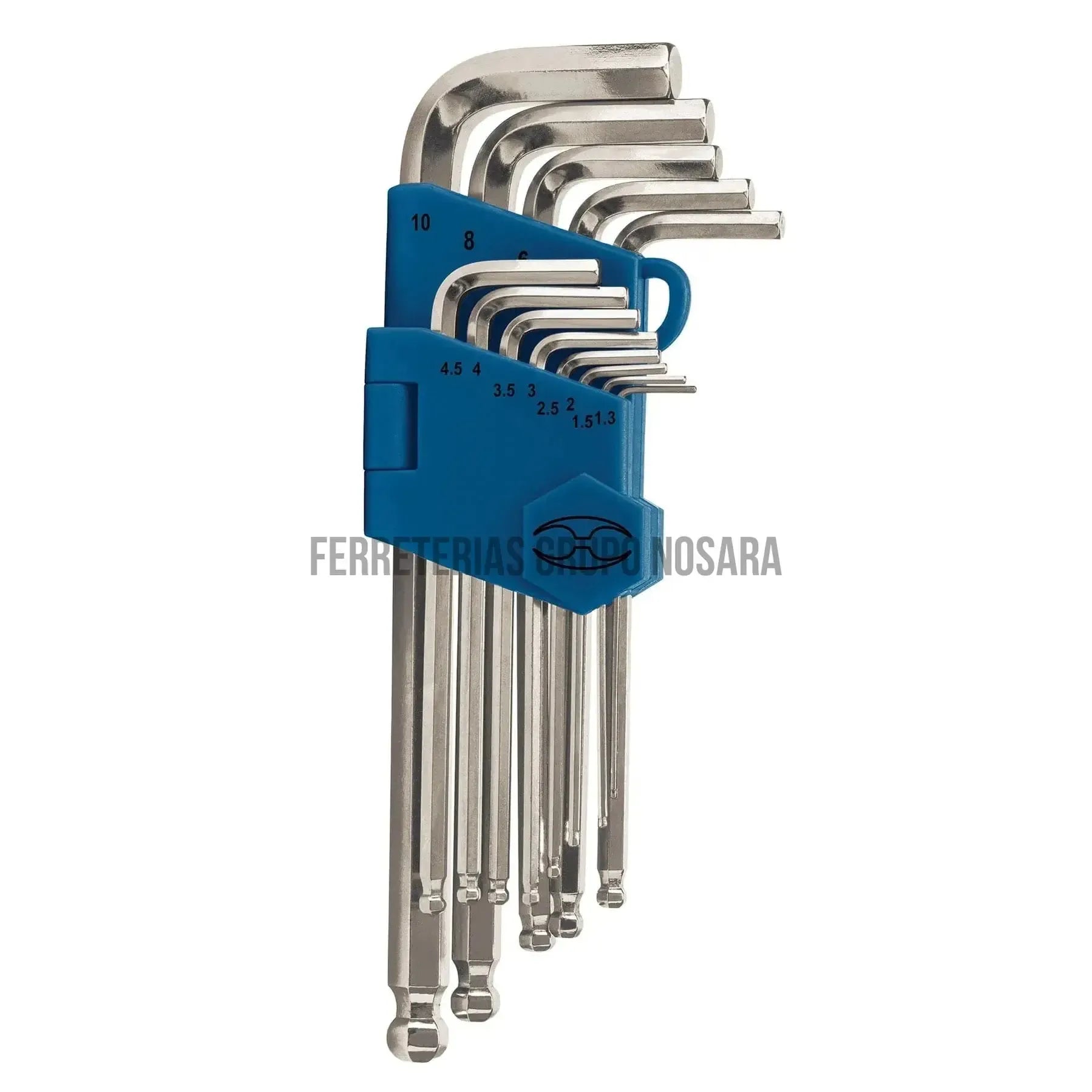Set of 13 mm long ball point allen keys with organizer / 13646