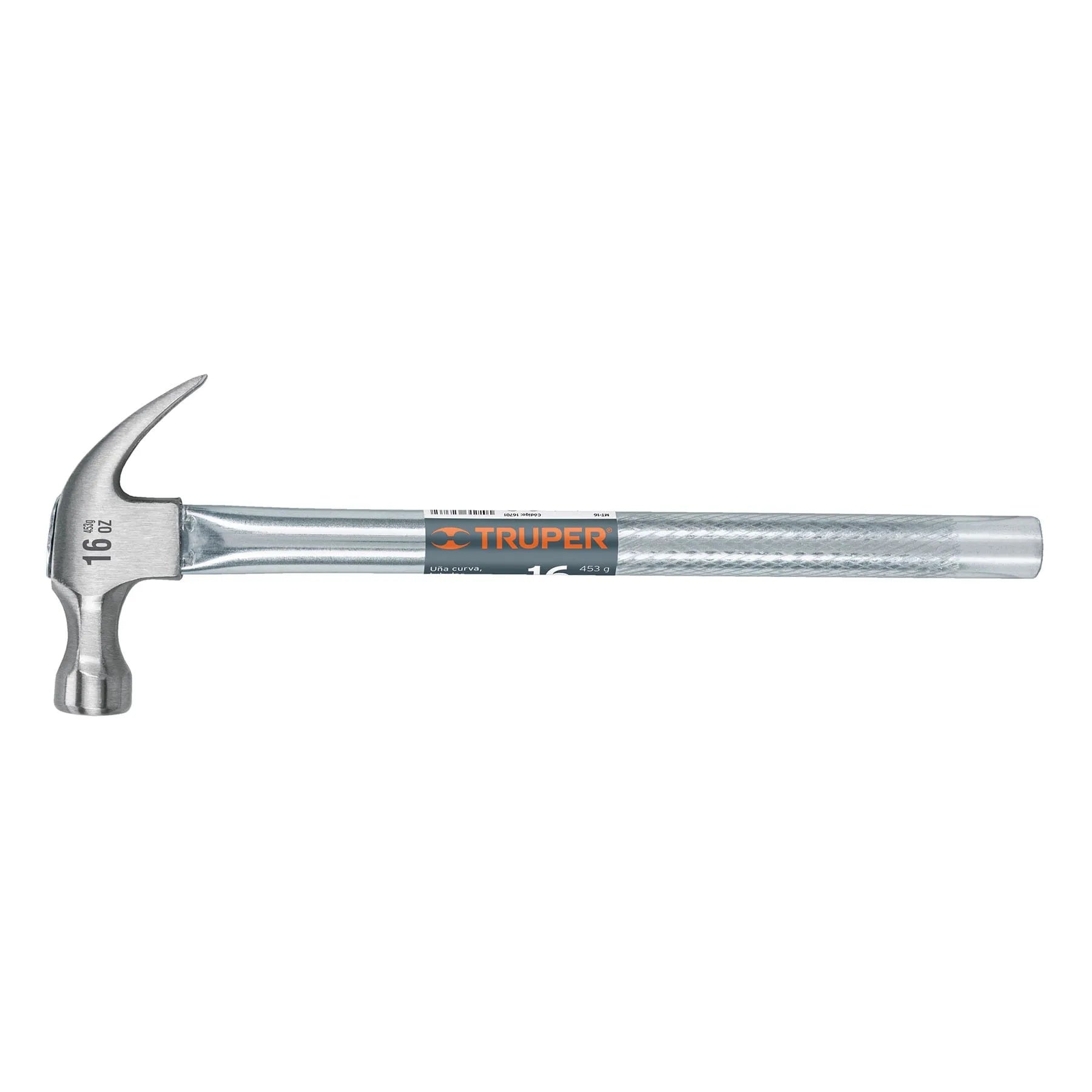 Martillo tubular pulido 16 oz uña curva, Truper / 16701-