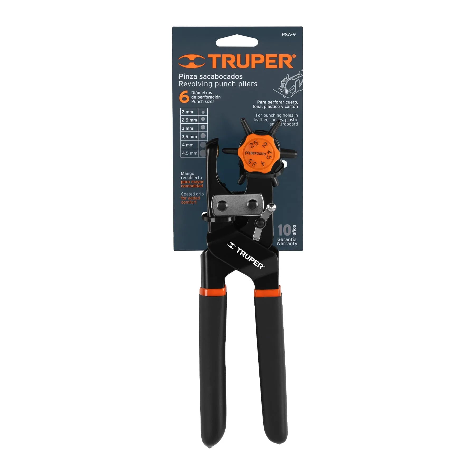 Pinza sacabocados 9 mango PVC Truper PSA-9 / 17340-