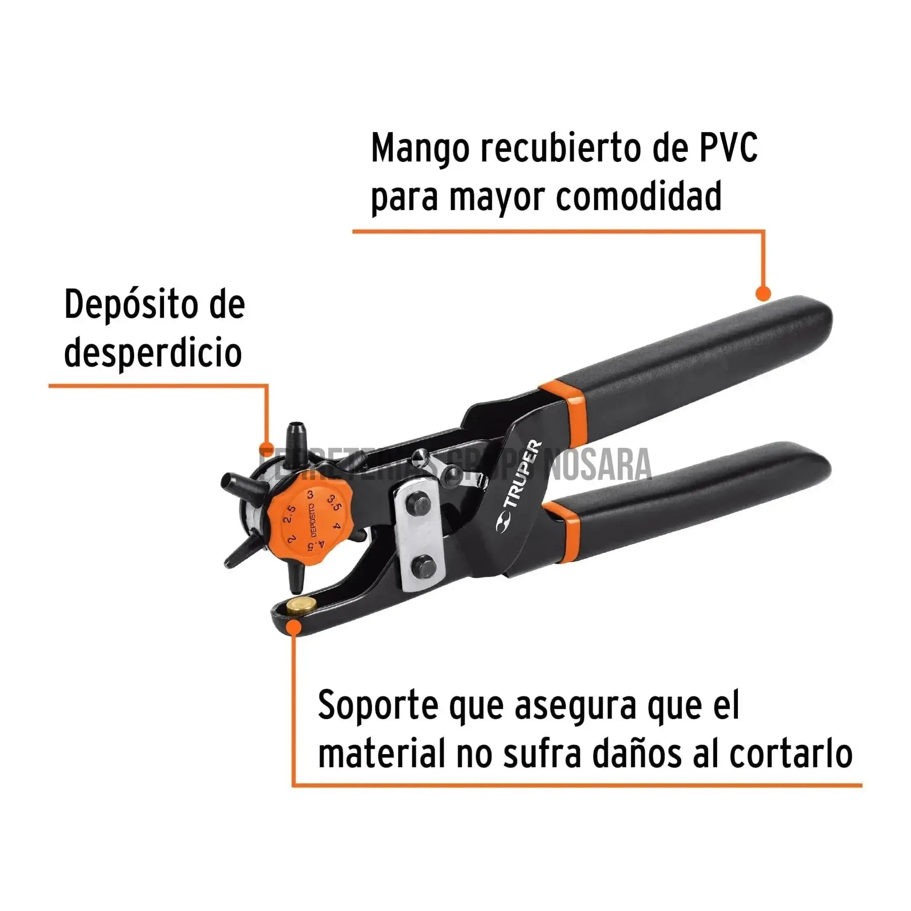 Pinza sacabocados 9 mango PVC Truper PSA-9 / 17340-