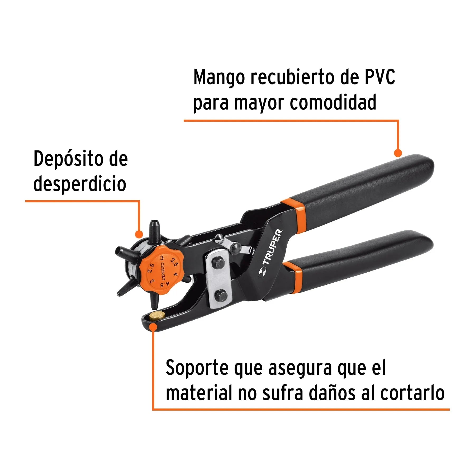 Pinza sacabocados 9 mango PVC Truper PSA-9 / 17340-