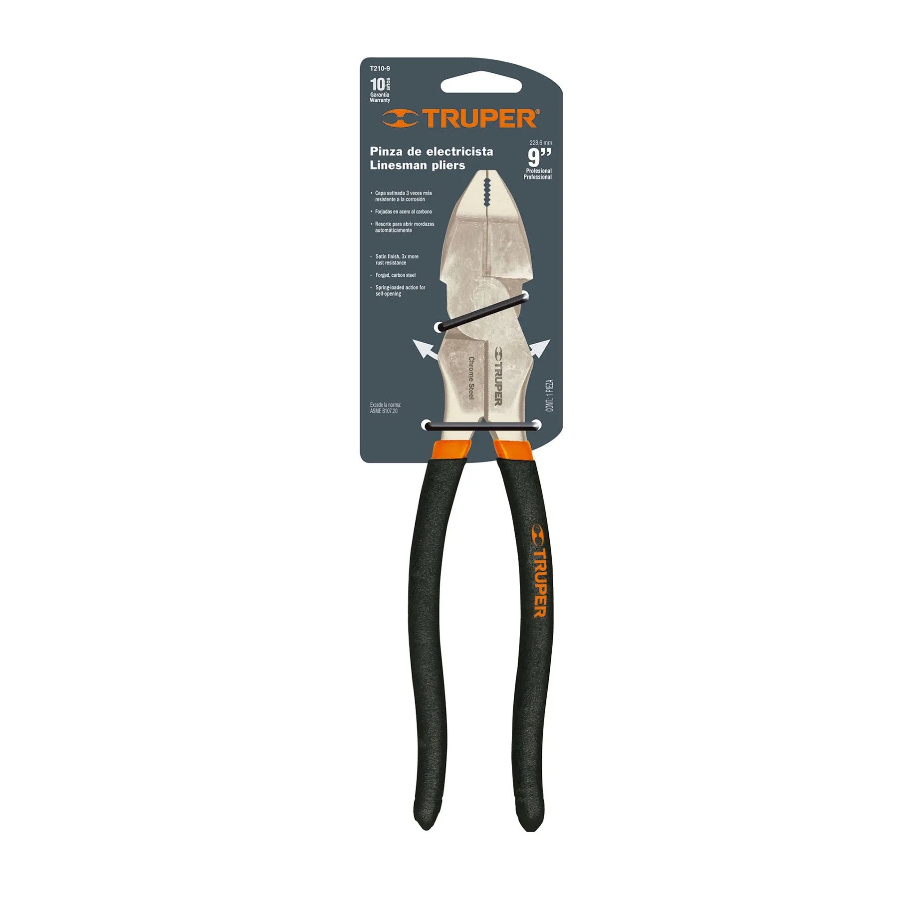 Pinza para electricista 9' alta palanca mango PVC, Truper / 17328-