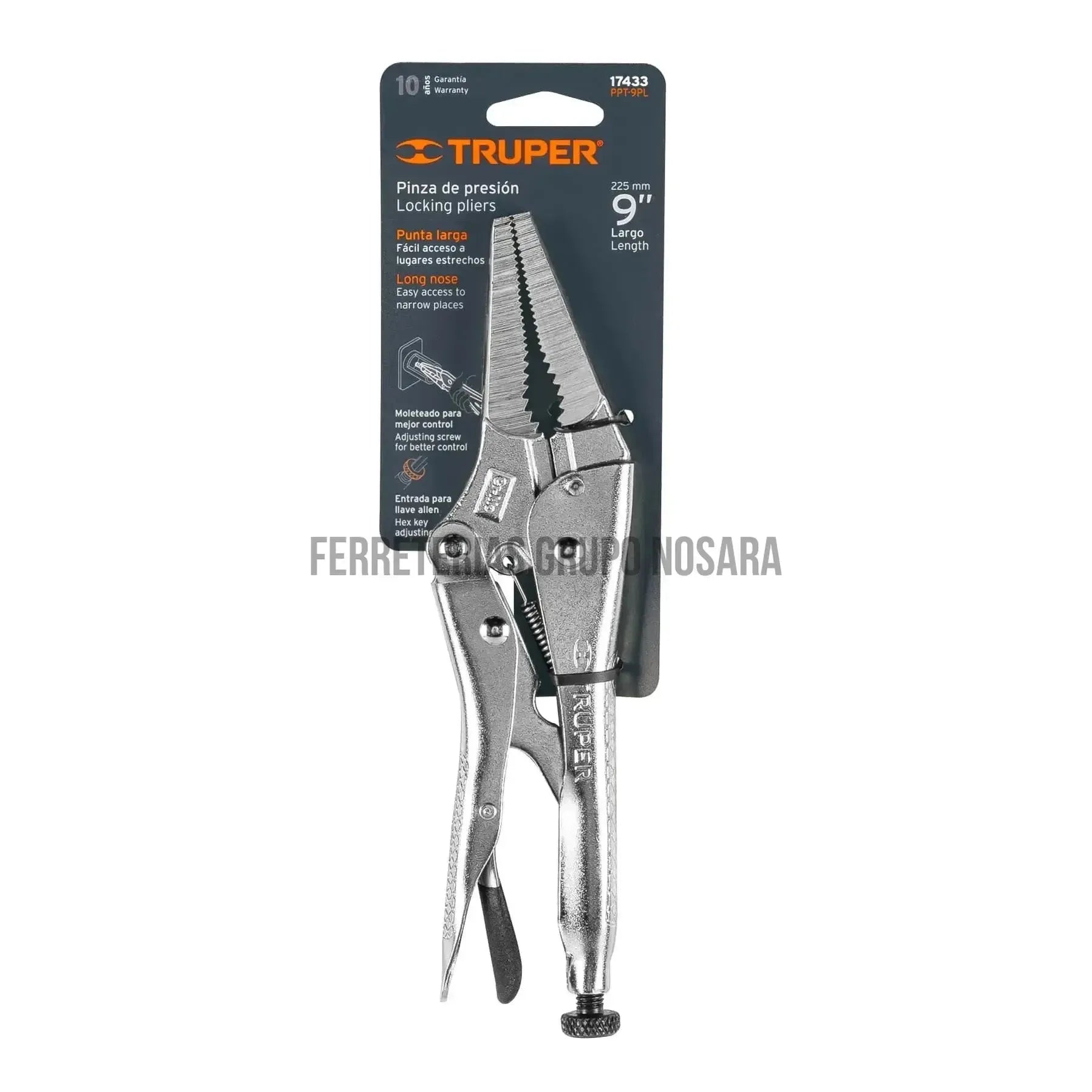 TRUPER ALICATE GRIP 9" PUNTA LARGA 17433-