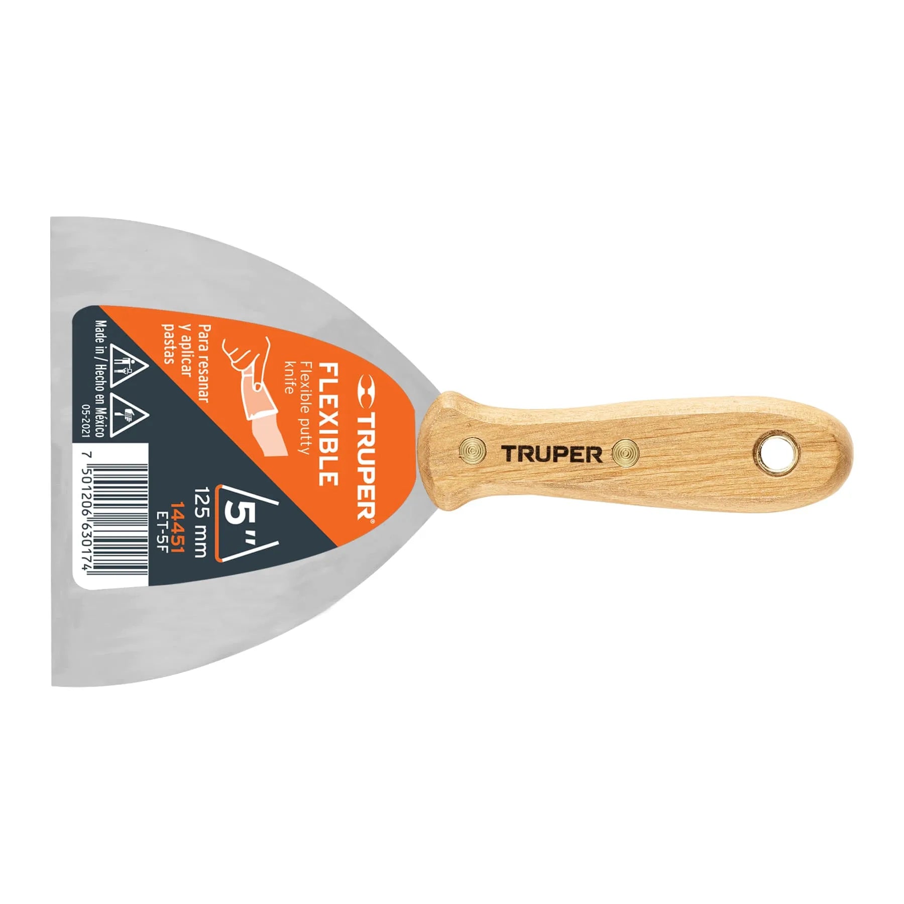 Espátula flexible 5" con mango de madera, Truper / 14451
