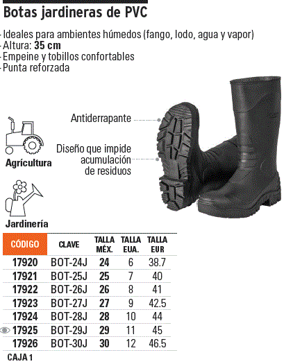 TRUPER BOTA JARDINERA PVC #25 17921-