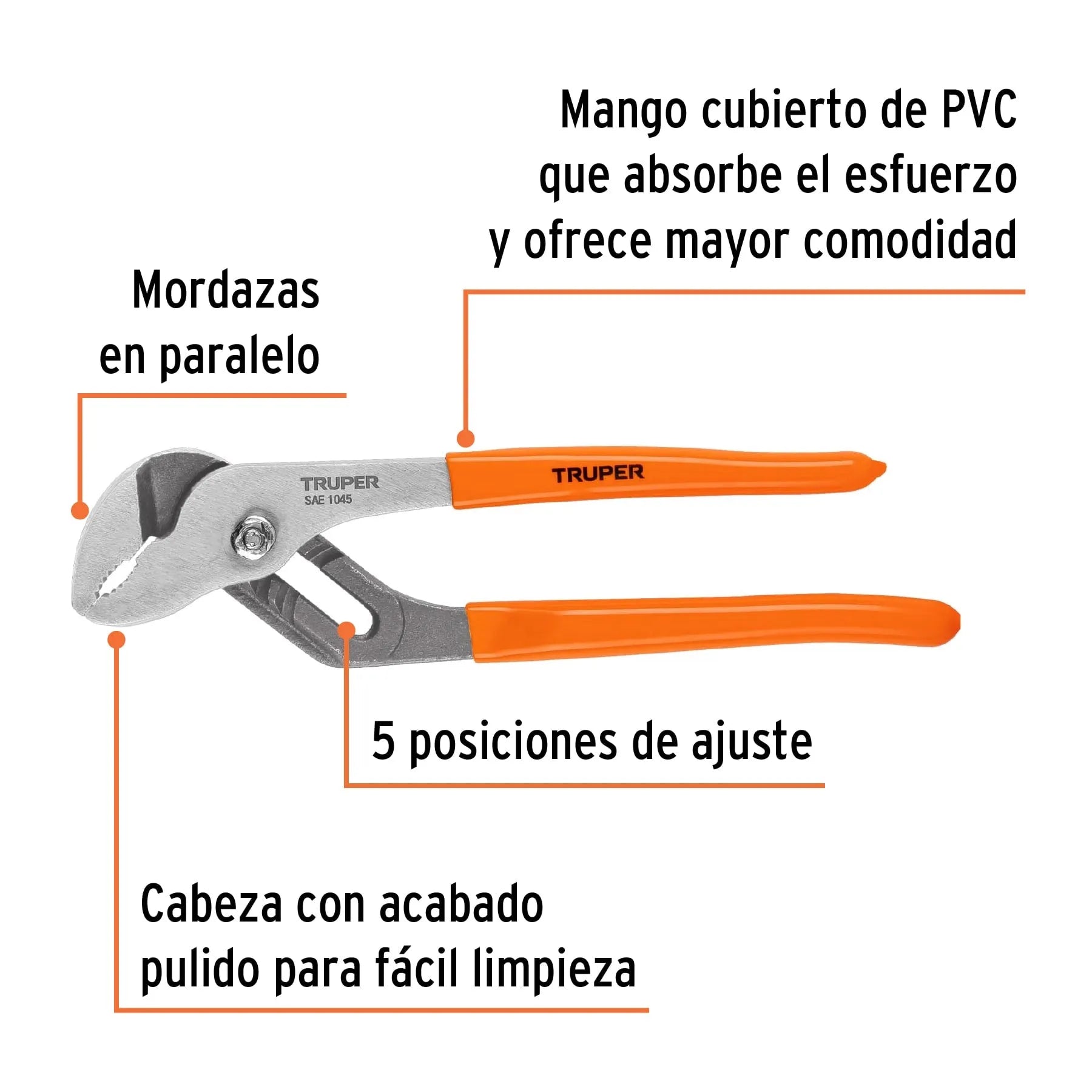 Pinza de extensión 8 mango de PVC, TRUPER PEX-8 / 17350-