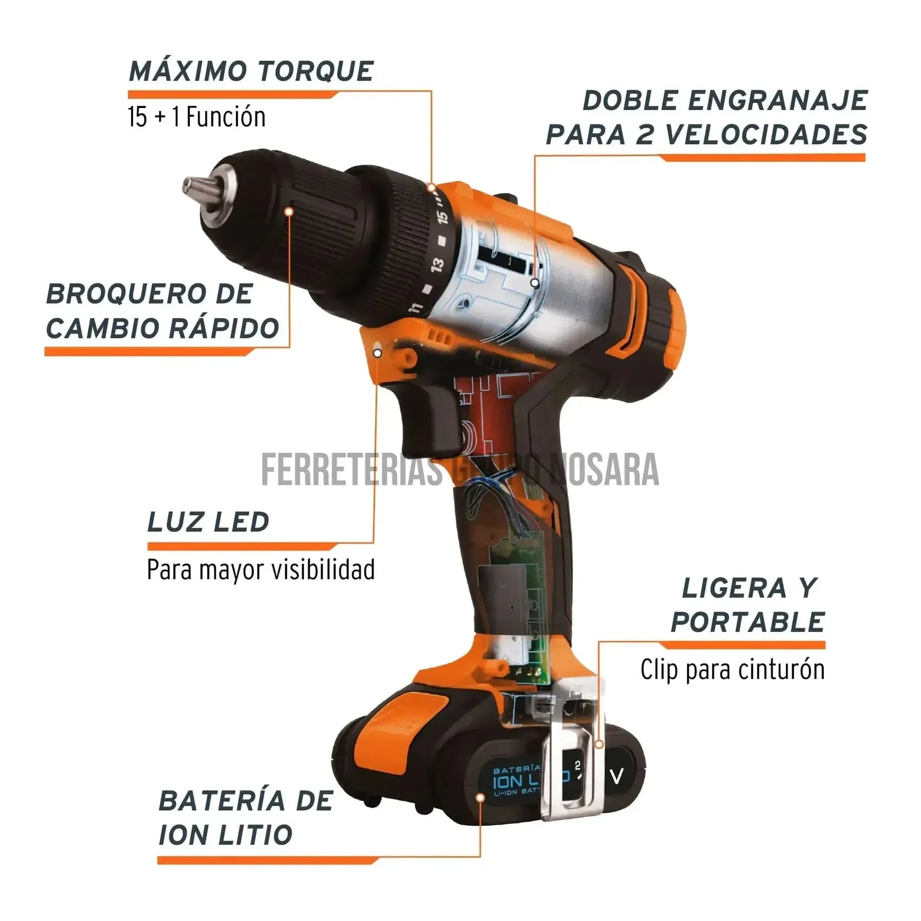 Taladro inalámbrico 3/8", 12 V, Truper / 18153-