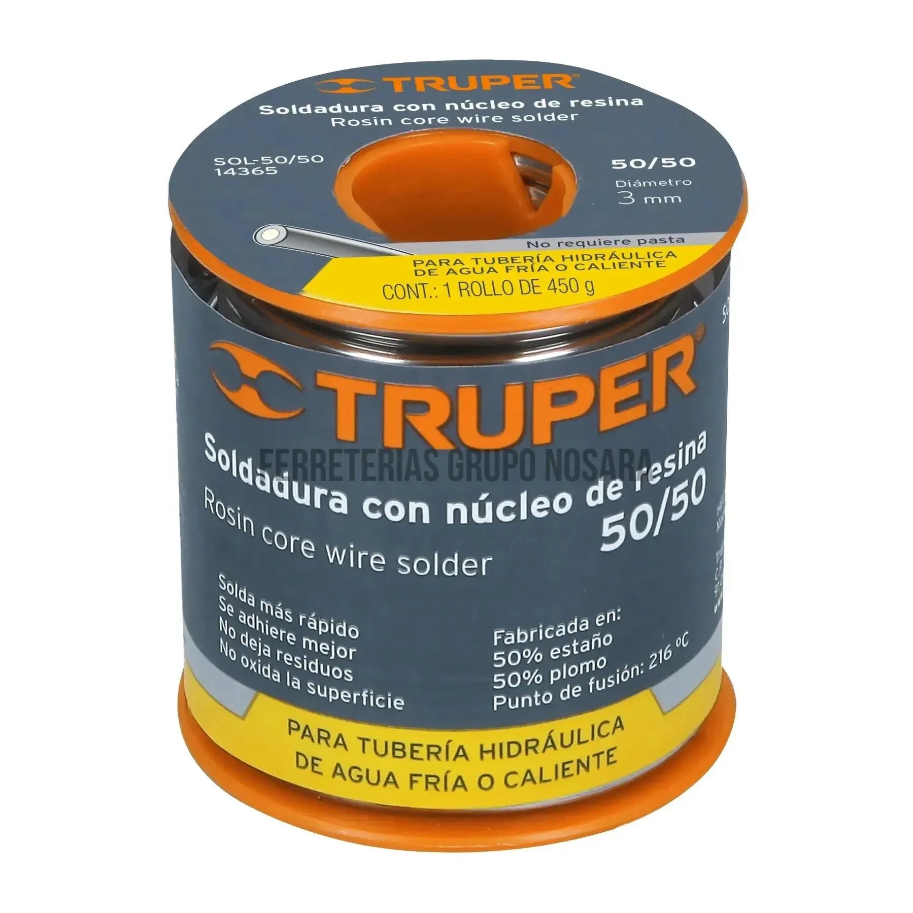 Soldadura con núcleo resina 50/50, tubería hidráulica, 450 g / 14365-