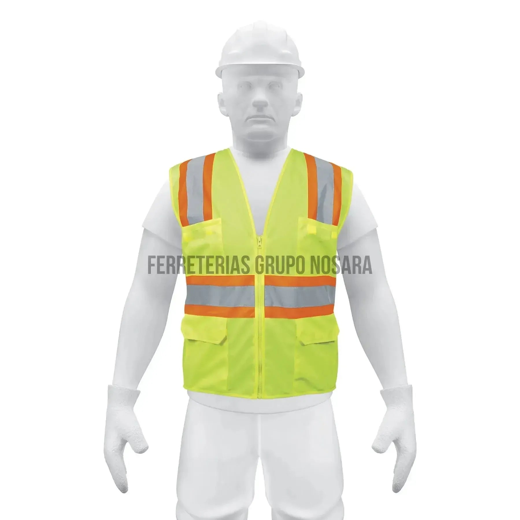 Chaleco de seguridad verde max visibilidad y 6 bolsas / 13476-
