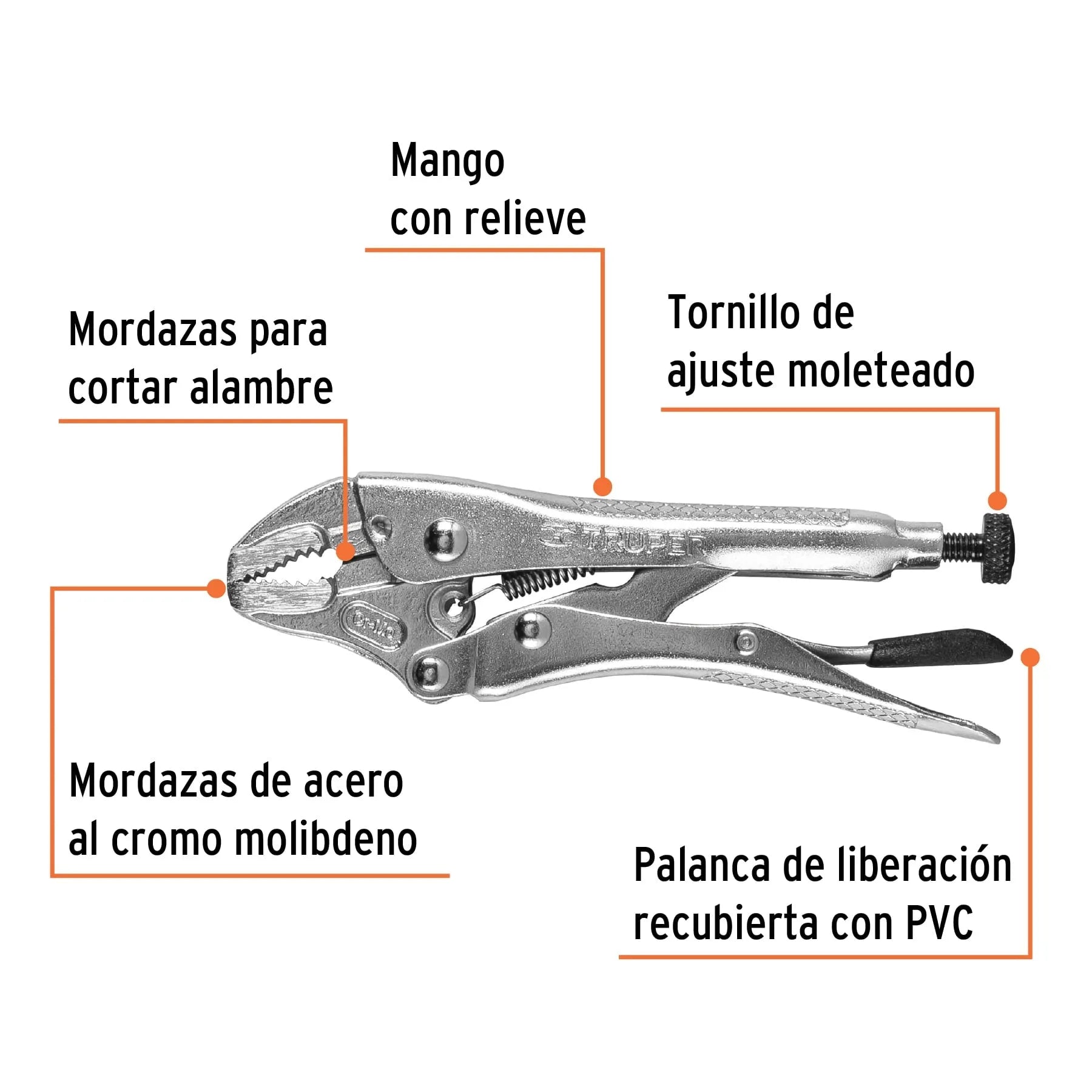 Pinza de presión 5" mordaza curva, Truper / 17420-