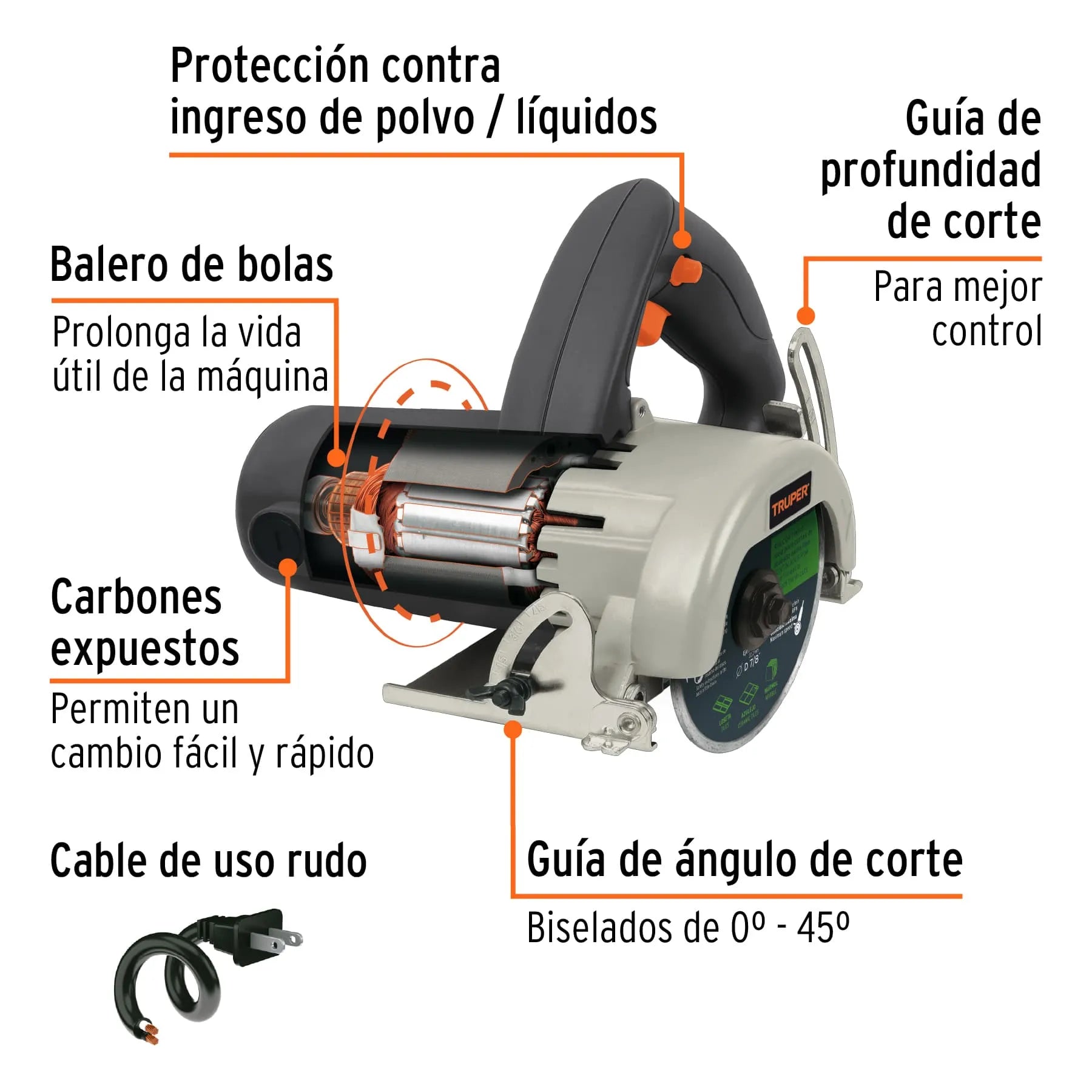 Cortadora eléctrica 4-1/2" para azulejos, 1320W, industrial / 13978