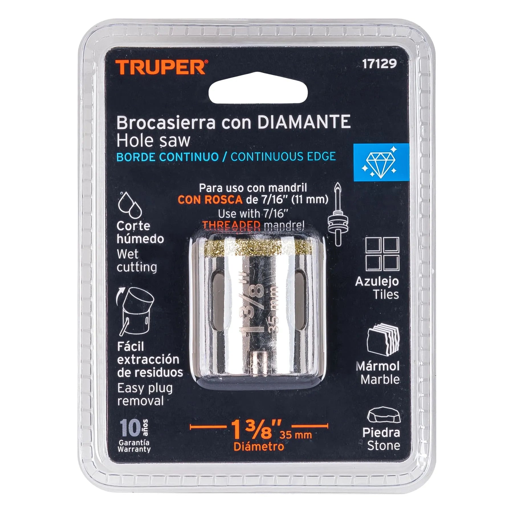 BROCA SIERRA DIAMANTE 1-3/8 BORDE CONTINUO TRUPER / 17129