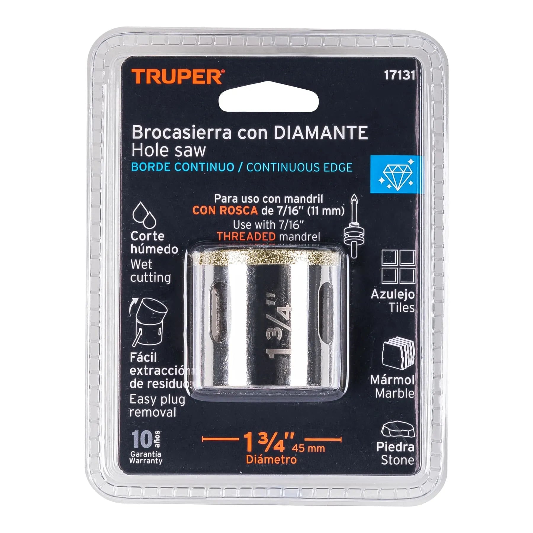 Brocasierra diamante 1-3/4" borde continuo TRUPER / 17131