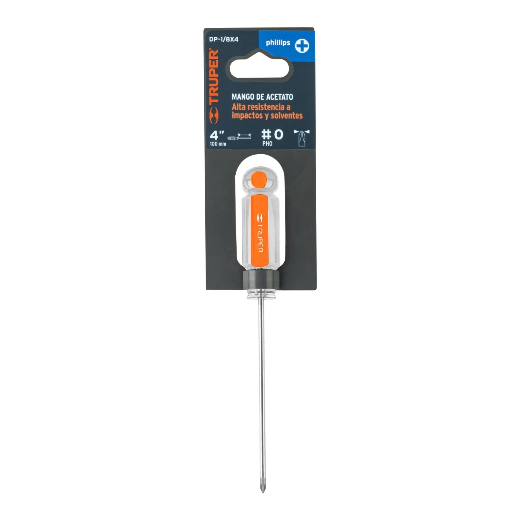 Desarmador de cruz 1/8" x 4" mango de acetato, Truper / 14053-