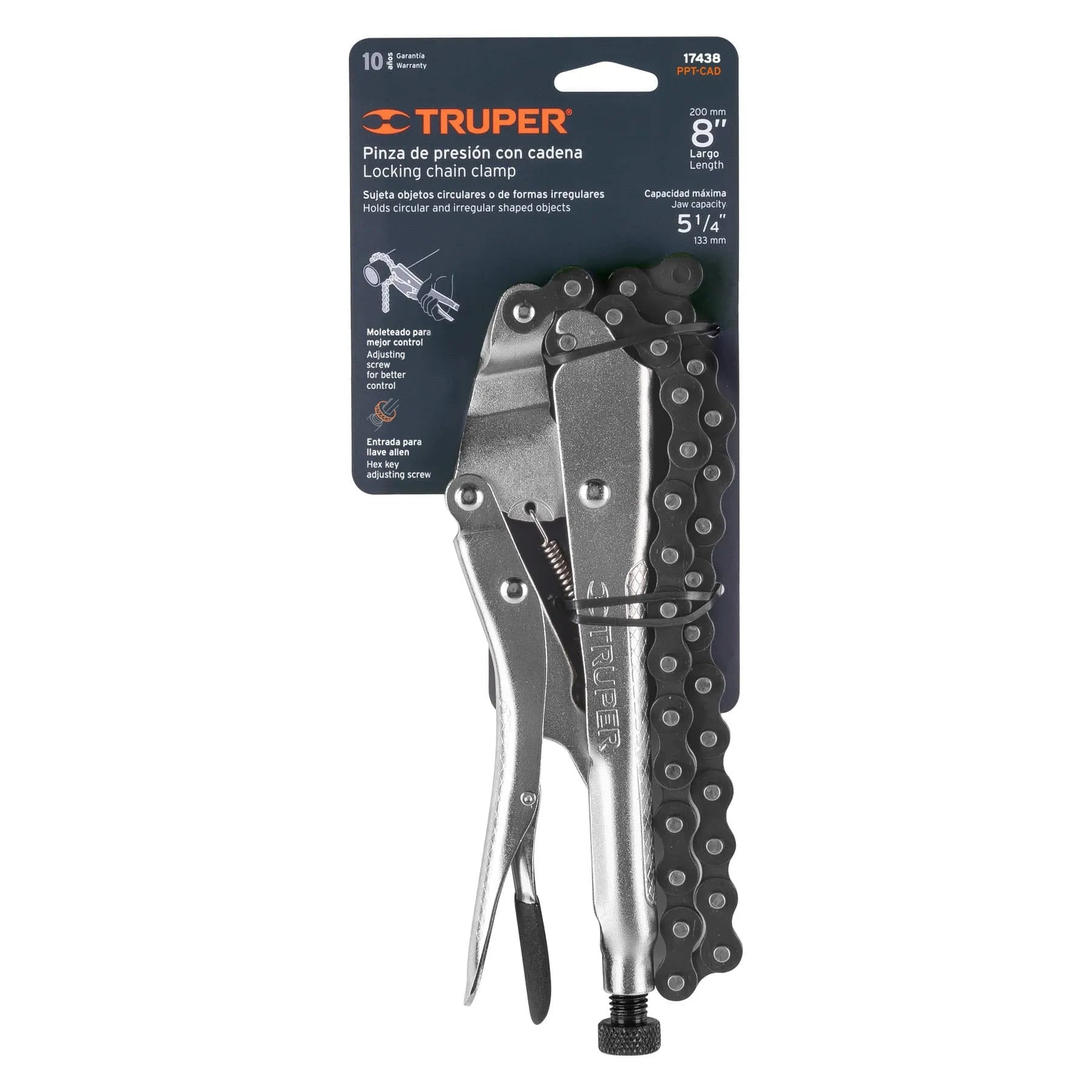 Pinza de presión 8" de cadena, Truper / 17438-