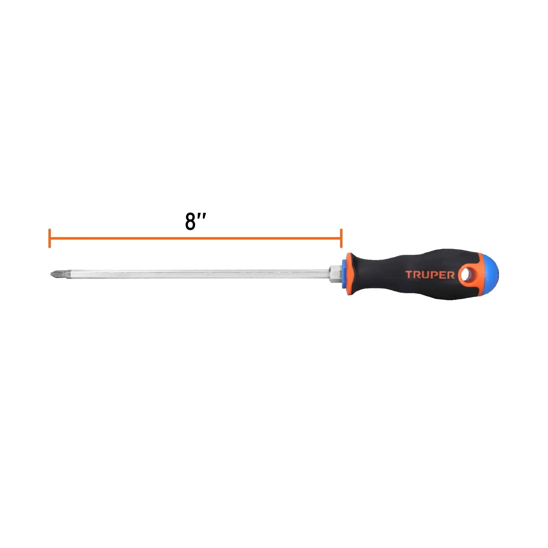 Desarmador de cruz 1/4" x 8" mango Comfort Grip, Truper / 14082-