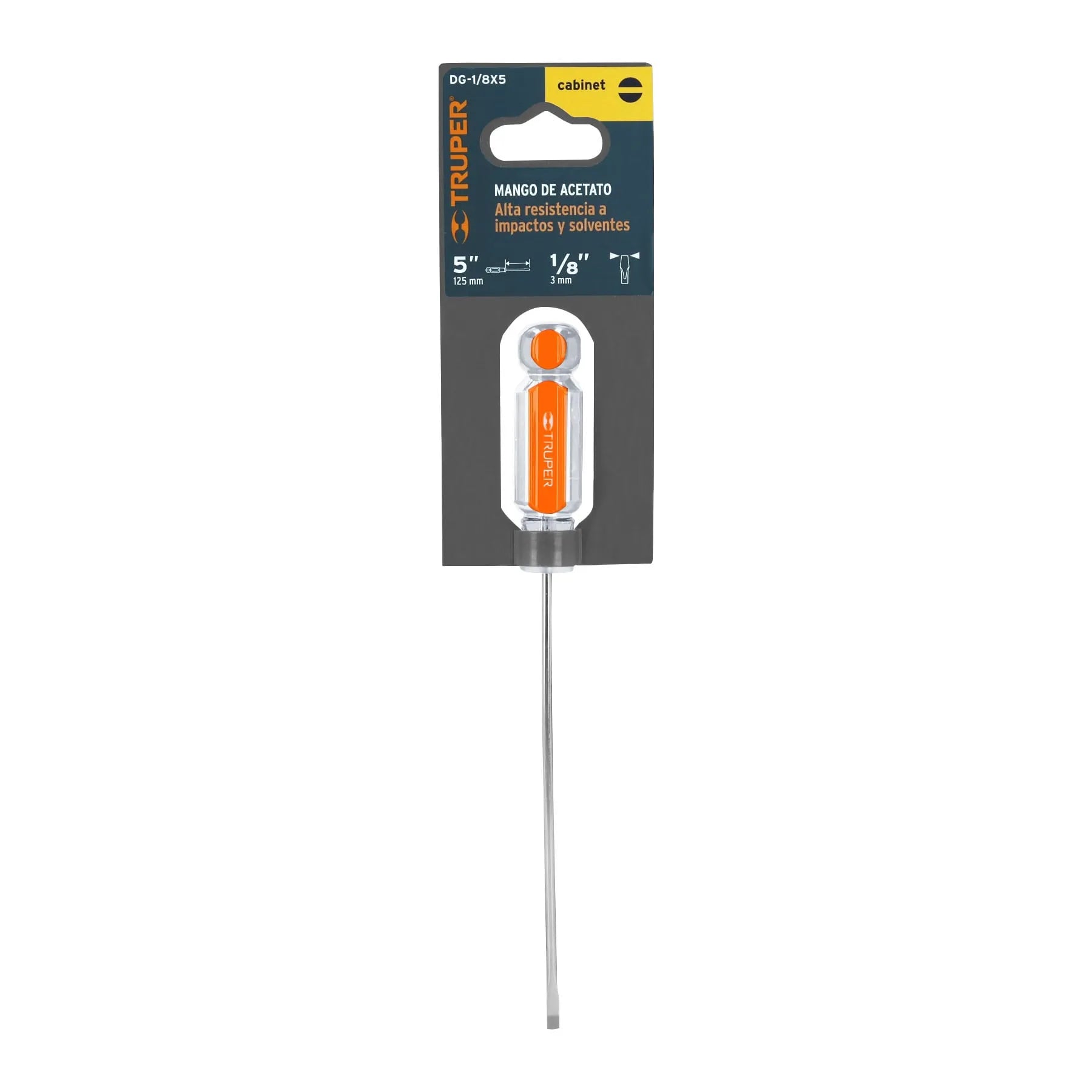 Desarmador cabinet 1/8" x 5" mango de acetato, Truper / 14020-