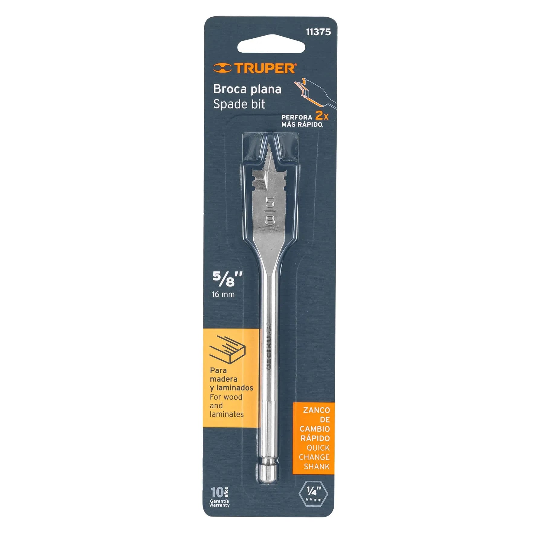 Broca plana de manita 5/8" para madera, Truper / 11375