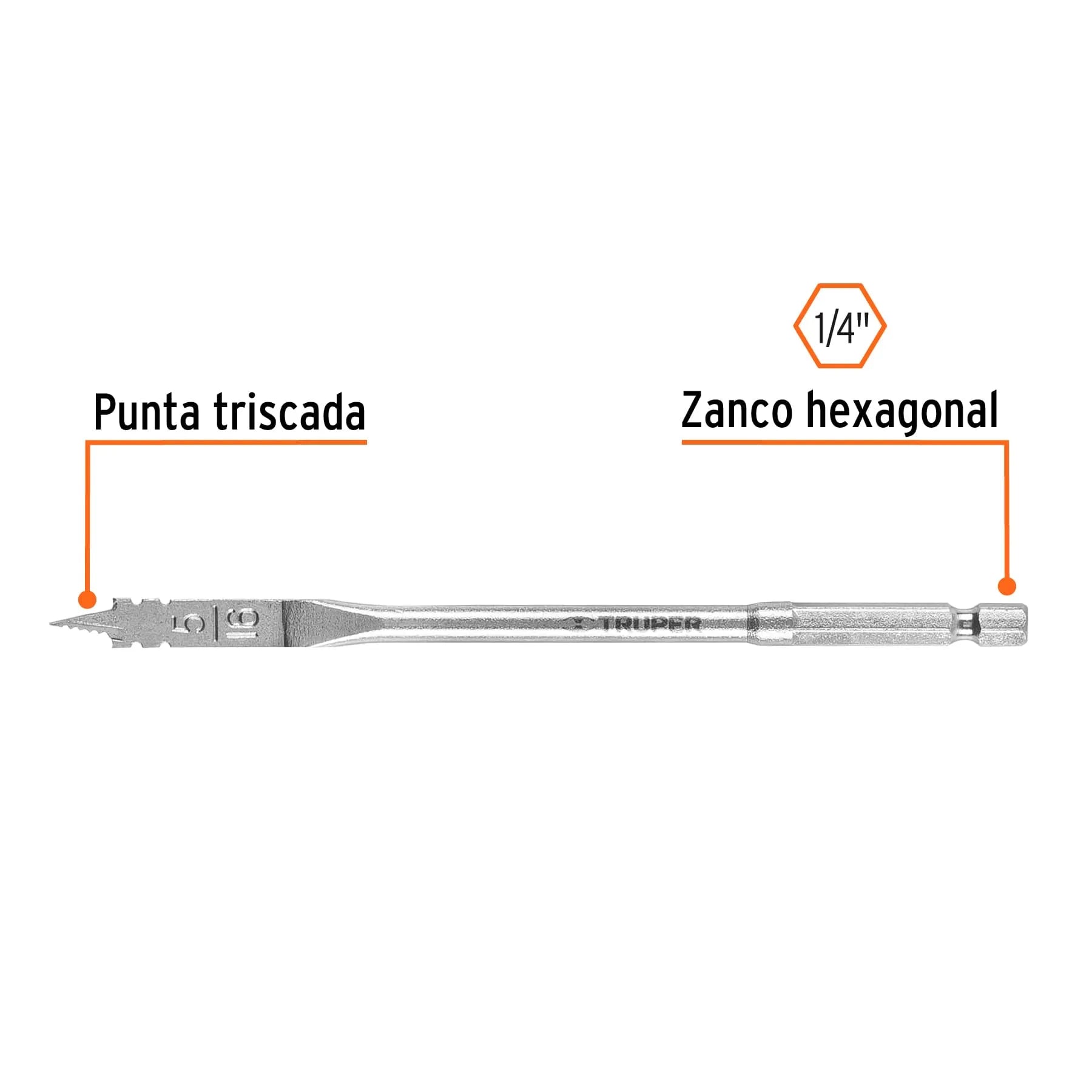 Broca plana de manita 5/16 para madera TRUPER / 11363