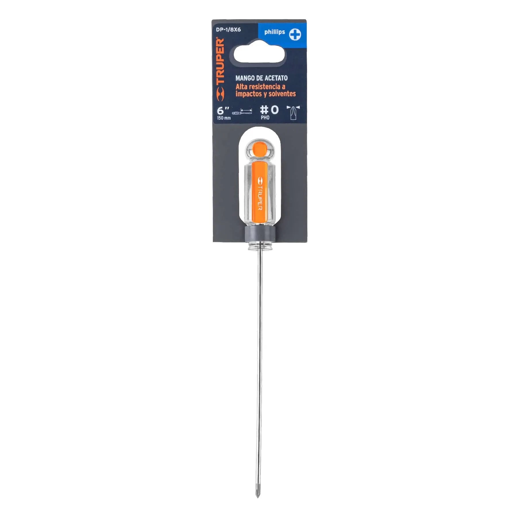 Desarmador de cruz 1/8" x 6" mango de acetato, Truper / 14056-